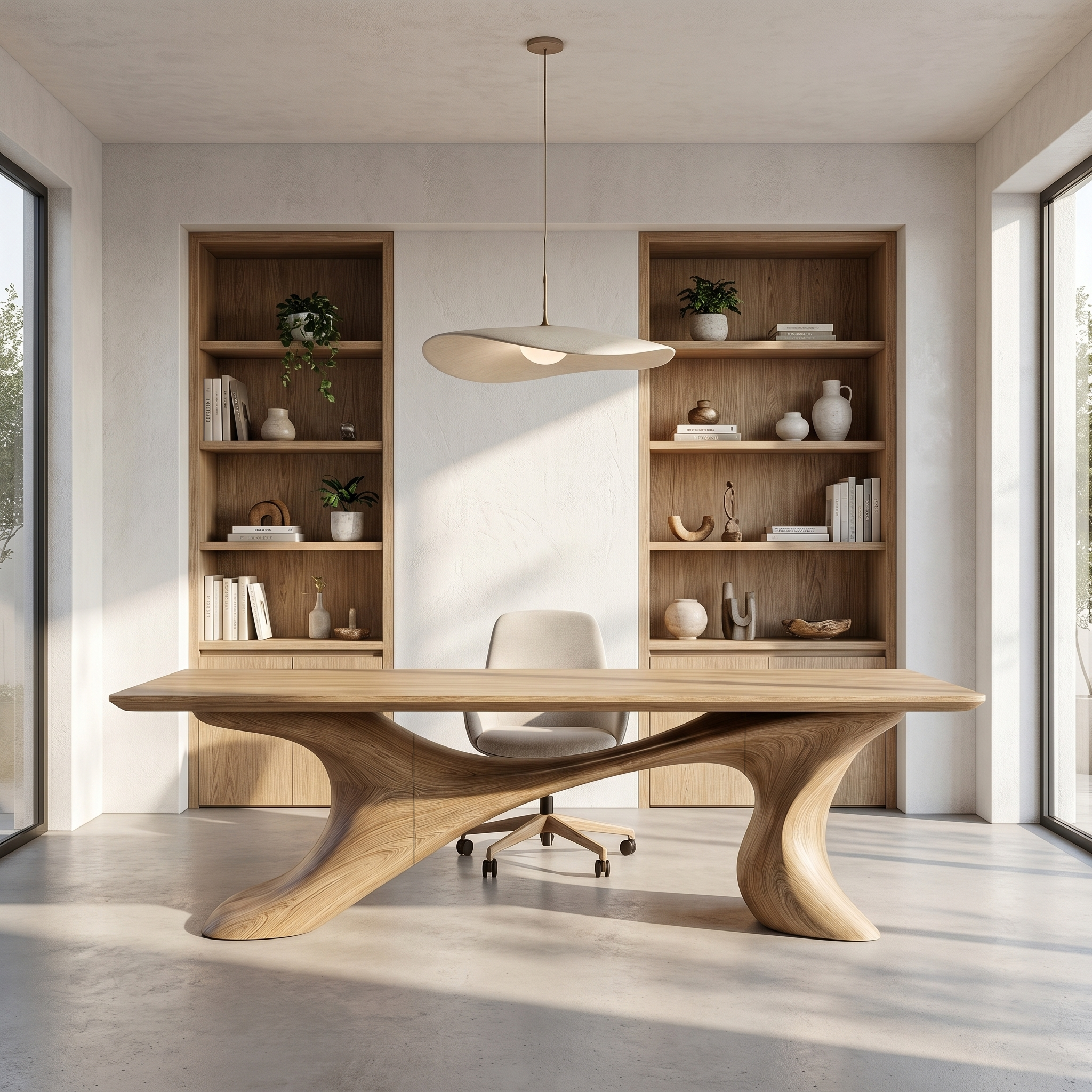 Sculptural Office Desk Organic Modern Furniture For Executive Workspace