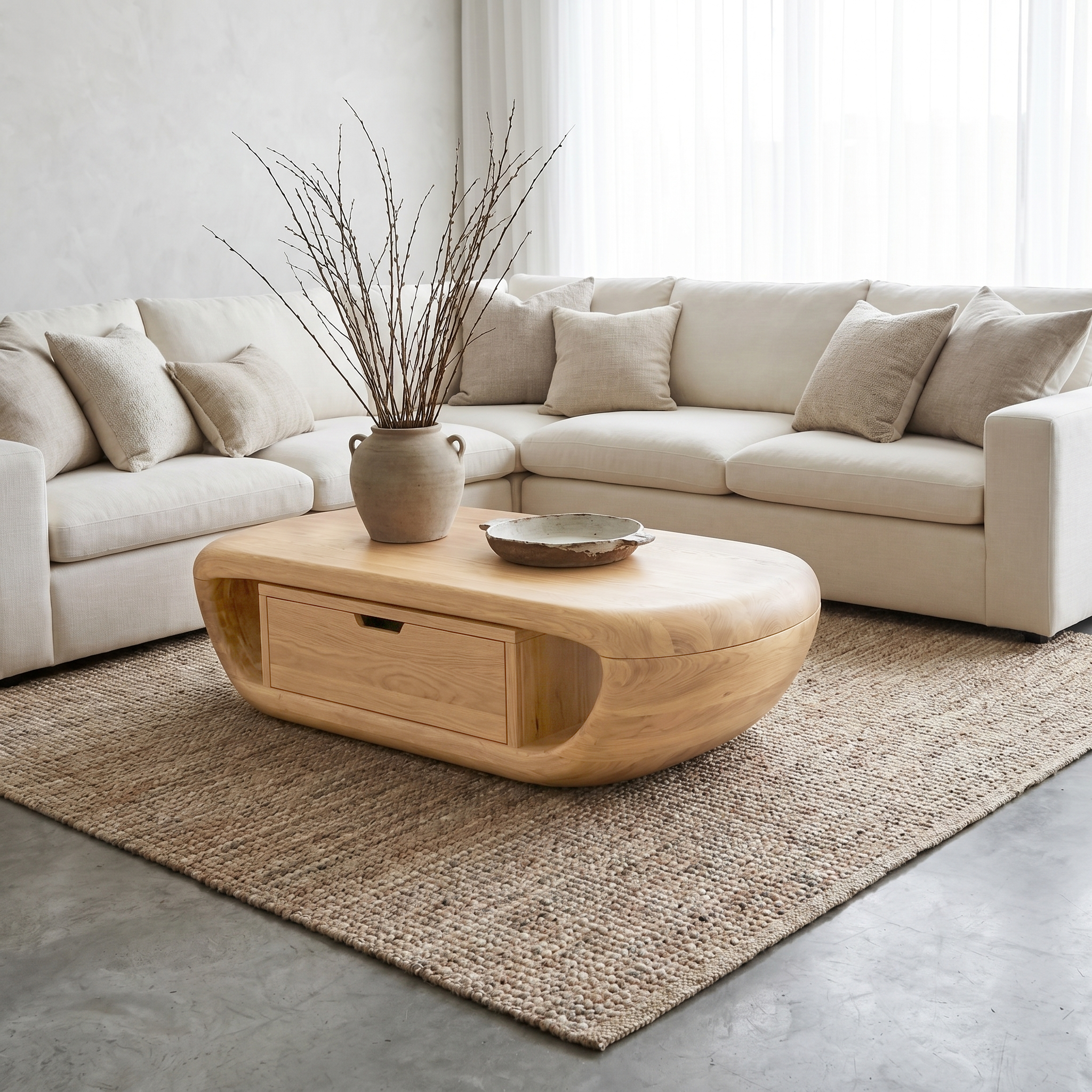 Modern Coffee Table With Built In Storage Shelf For Living Room