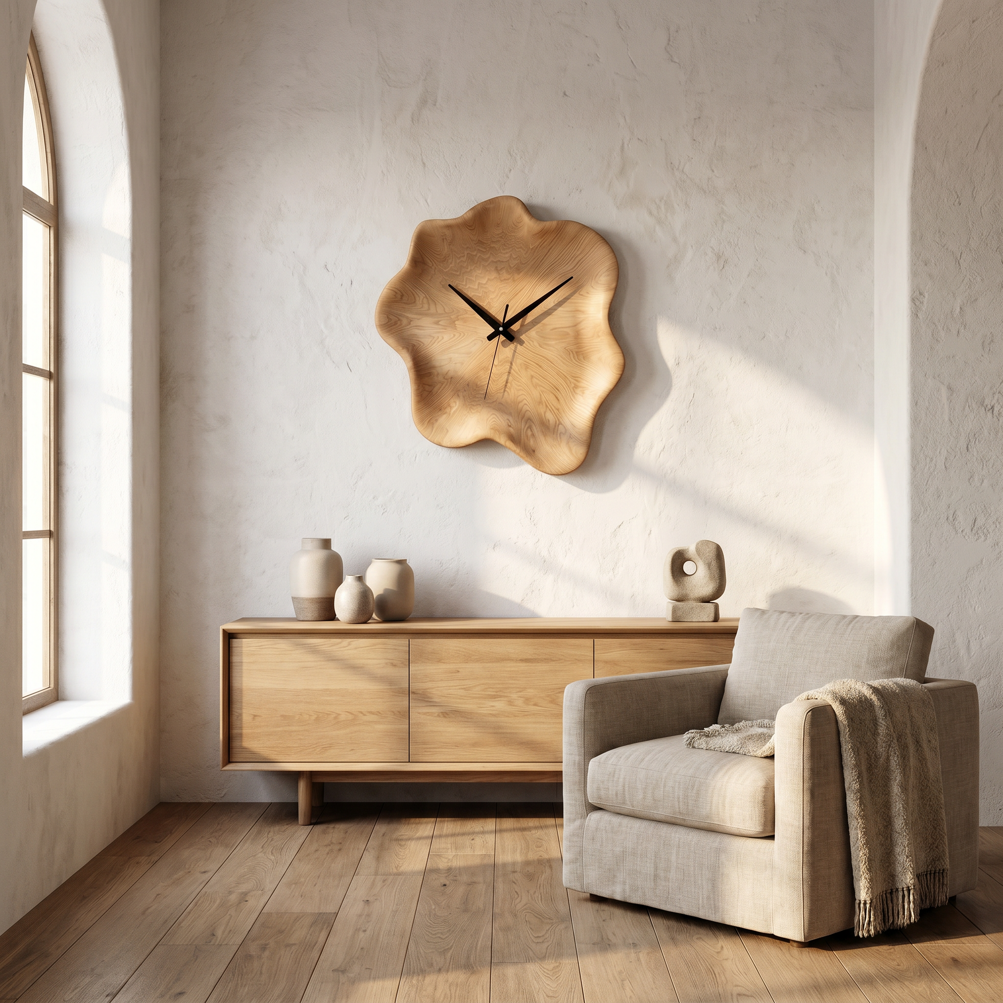 Organic Wall Clock With Natural Live Edge Design For Living Room And Entryway