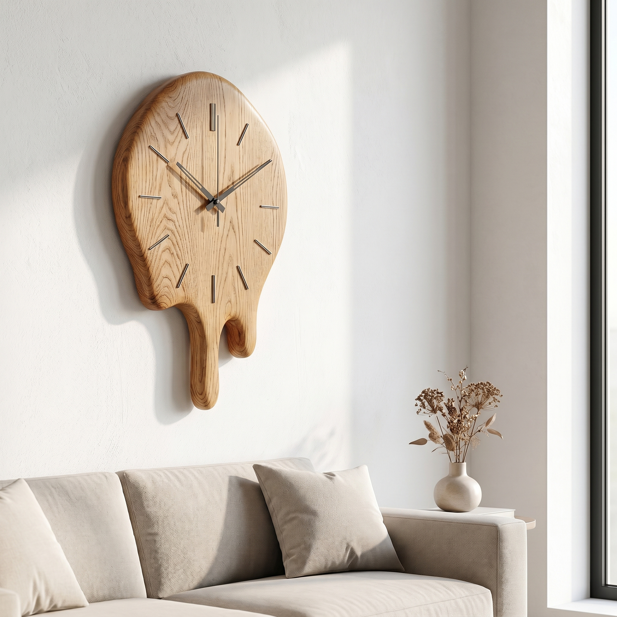 Handcrafted Wood Wall Clock With Live Edge Tree Slice Design For Living Room