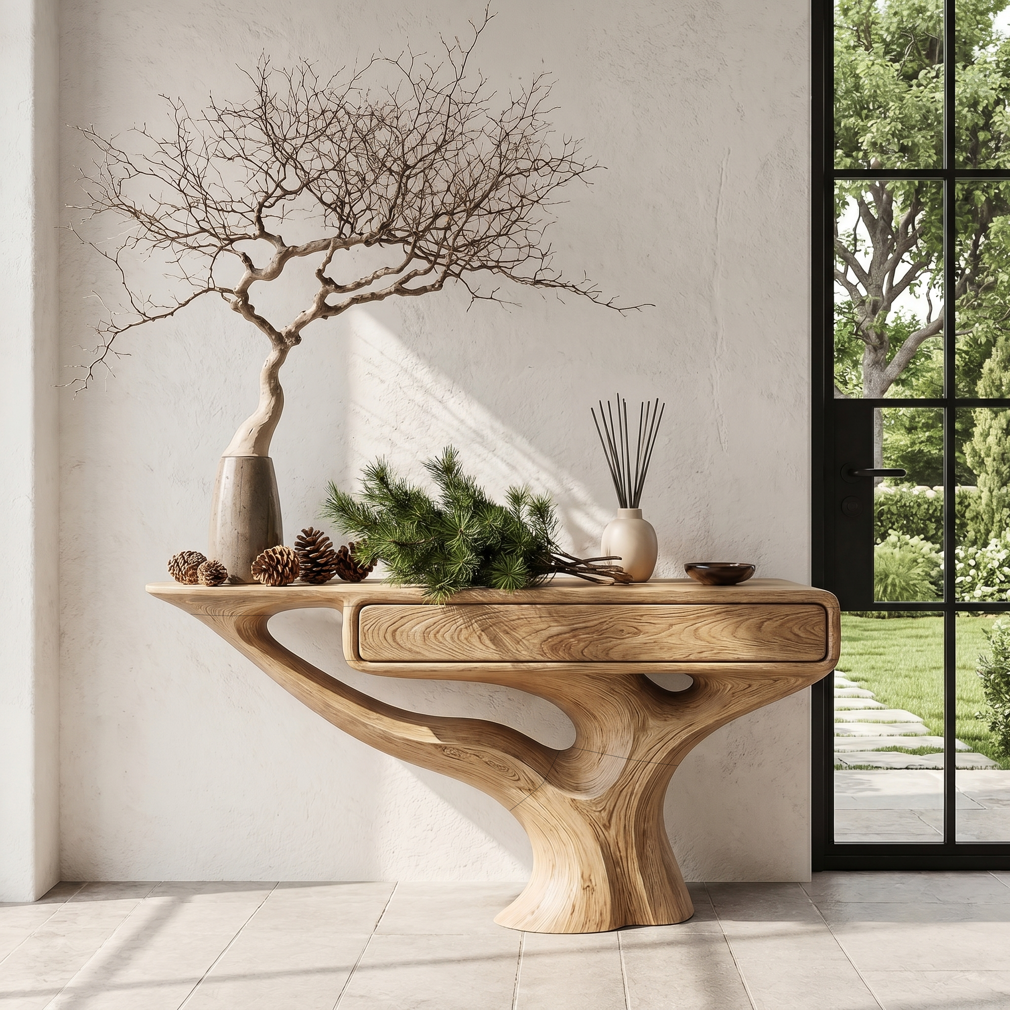 Modern Console Table With Storage Cabinet For Living Room