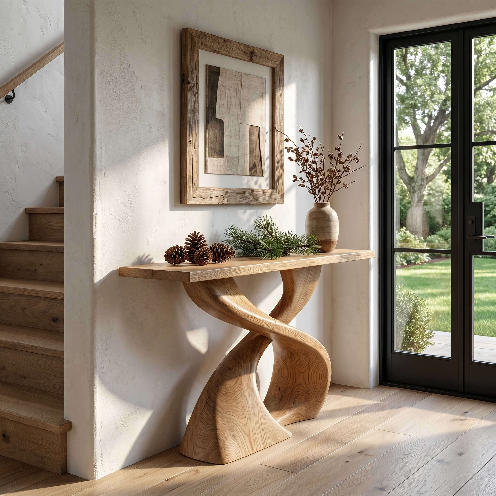 Sculptural Console Table With Twisted Tree Inspired Design For Hallway