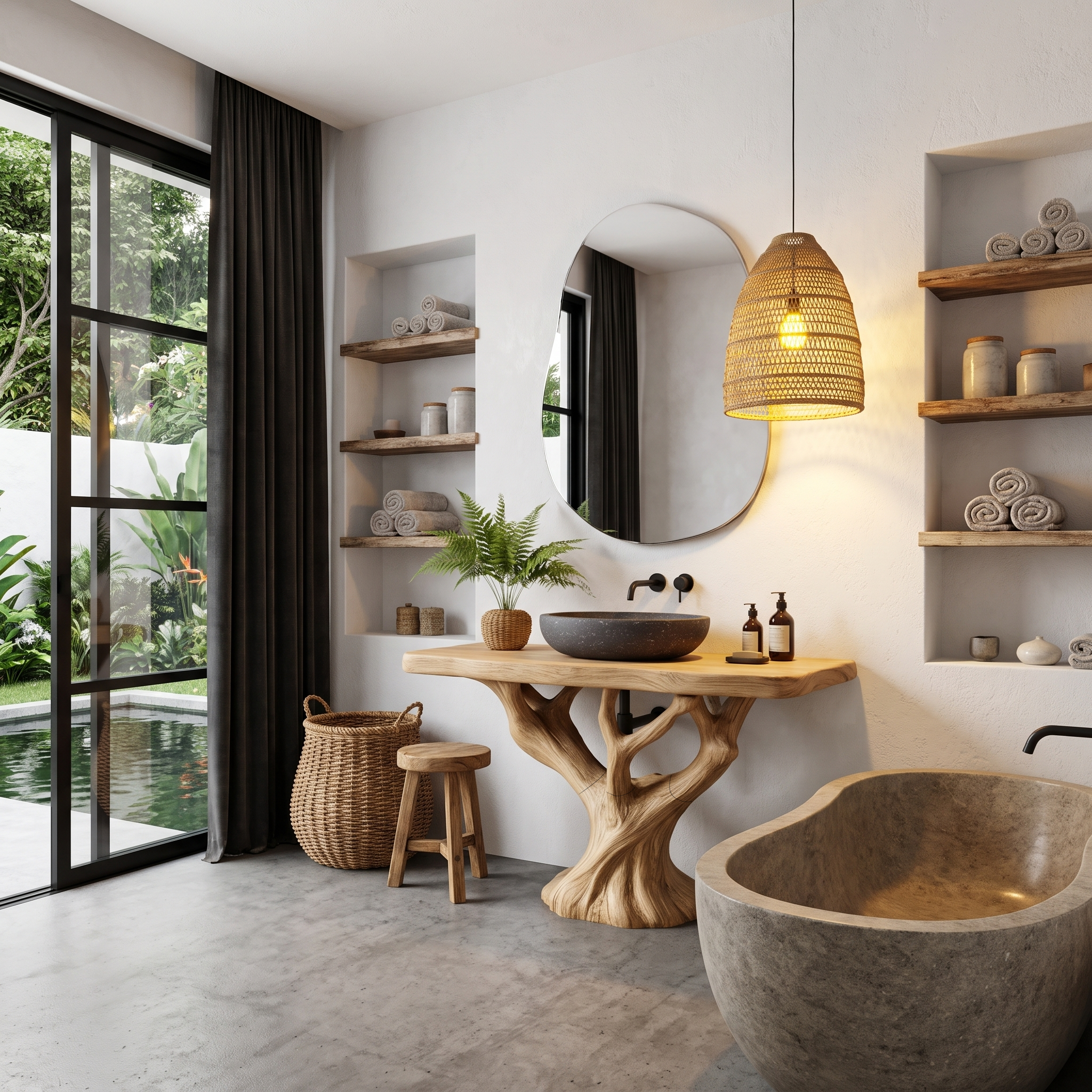 Rustic Live Edge Bathroom Vanity With Natural Wood Base For Bathroom