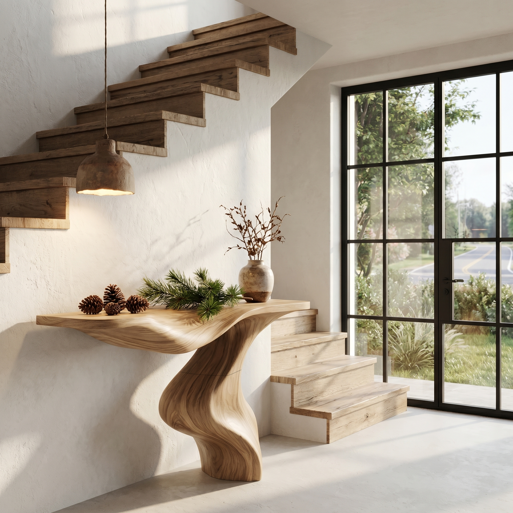Modern Console Table With Statement Sculptural Base For Living Room