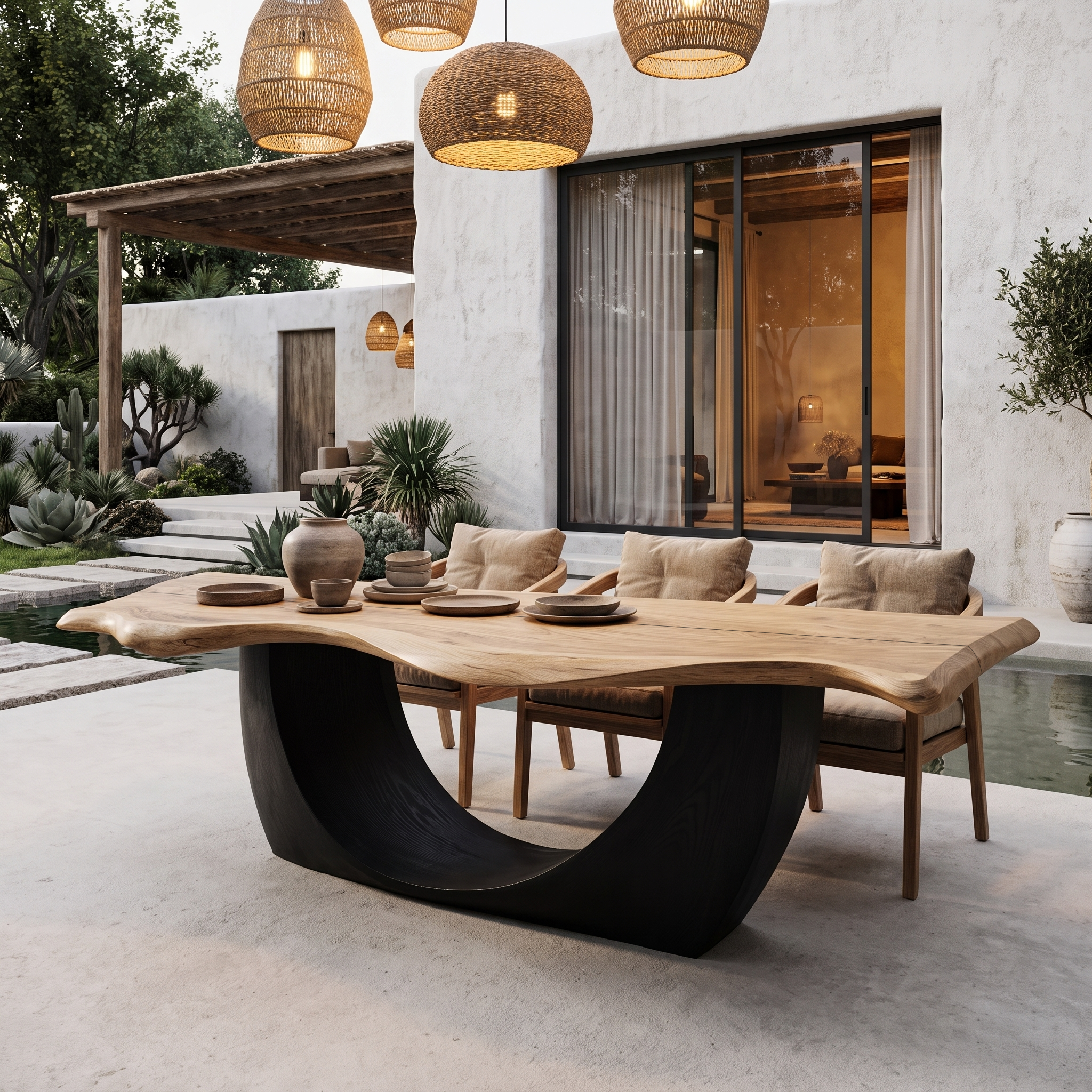 Modern Sculptural Dining Table Live Edge Wood Table For Dining Room