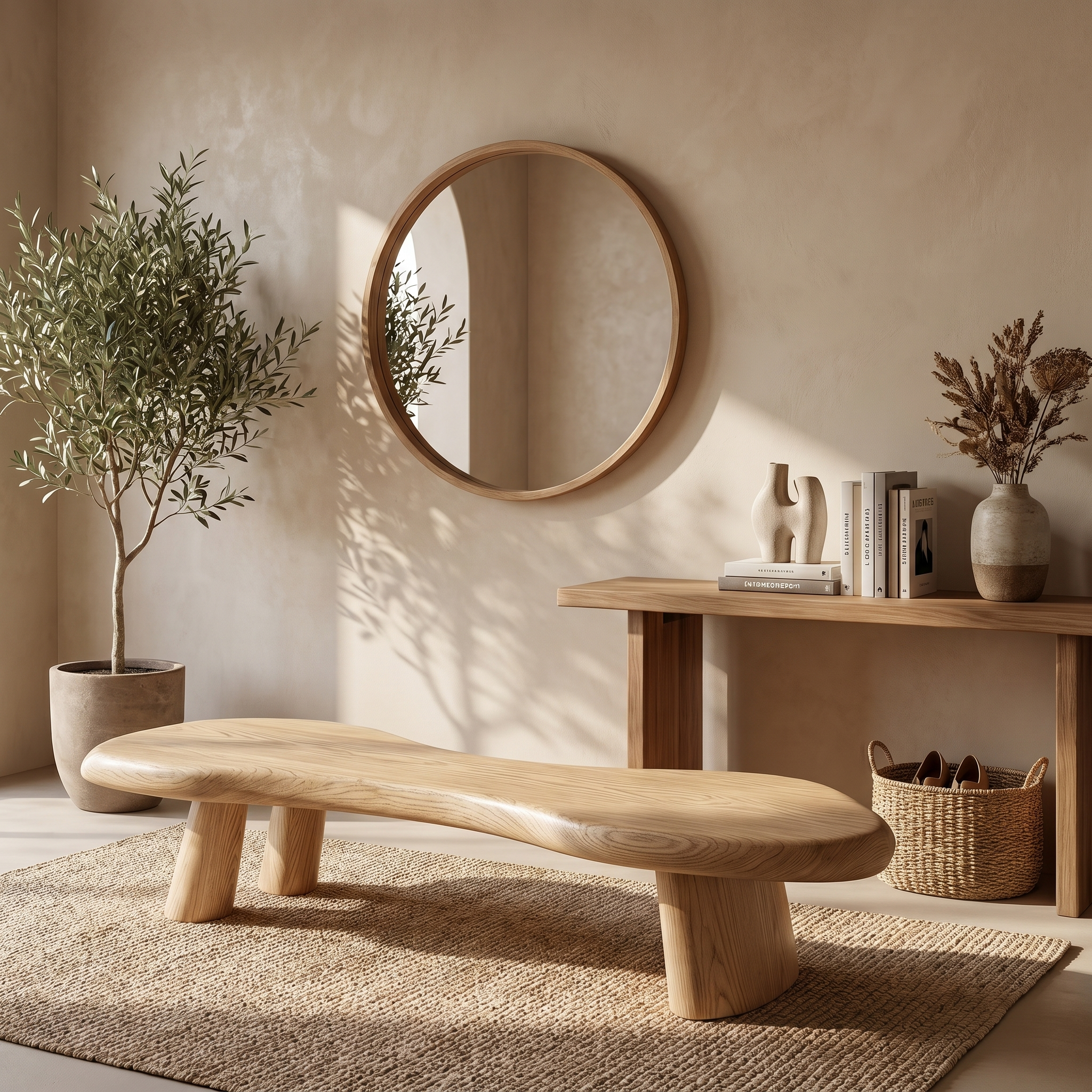 Rustic Bench Natural Tree Slab Design For Entryway