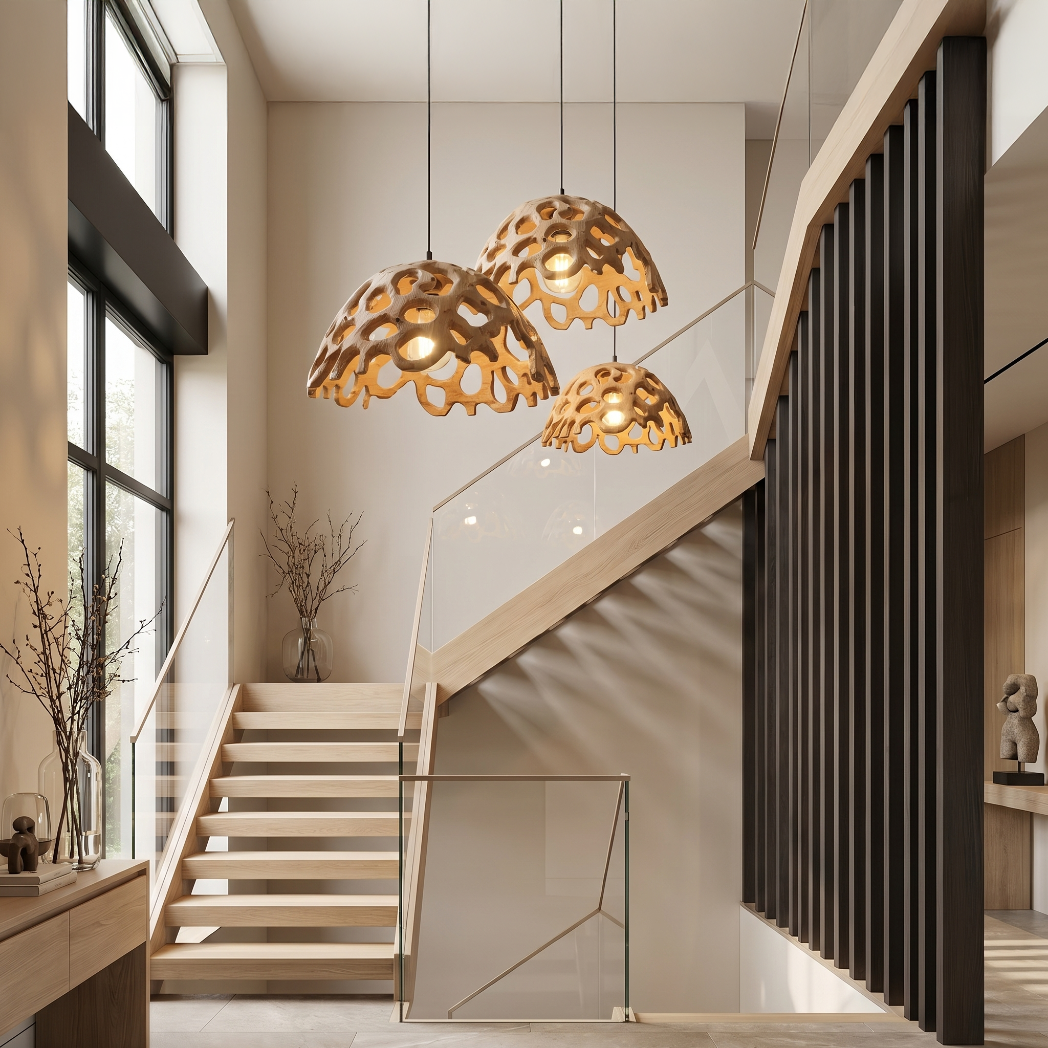 Organic Pendant Lamp With Perforated Sculptural Design For Dining Room And Kitchen