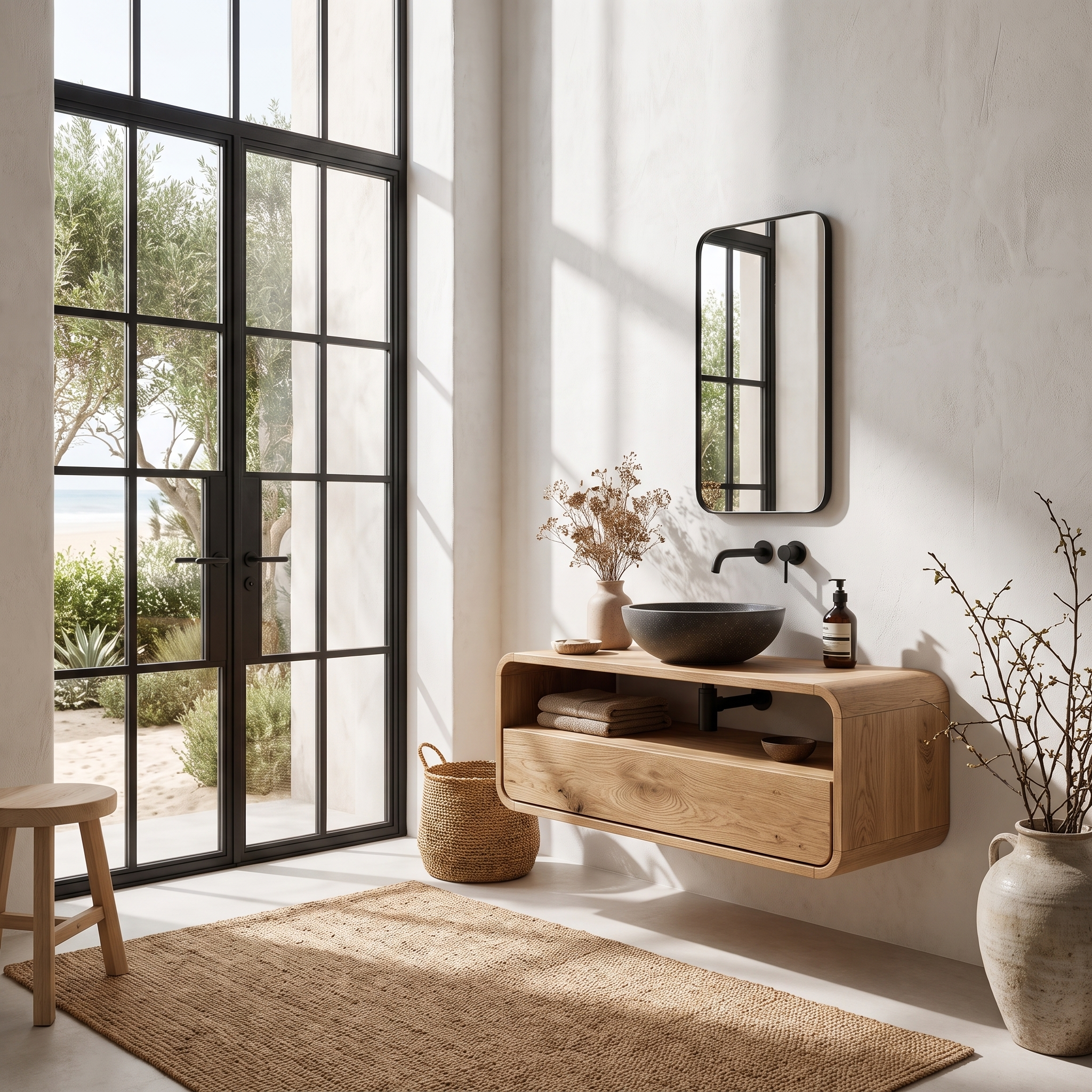Rustic Floating Bathroom Vanity With Built In Storage Drawer For Bathroom
