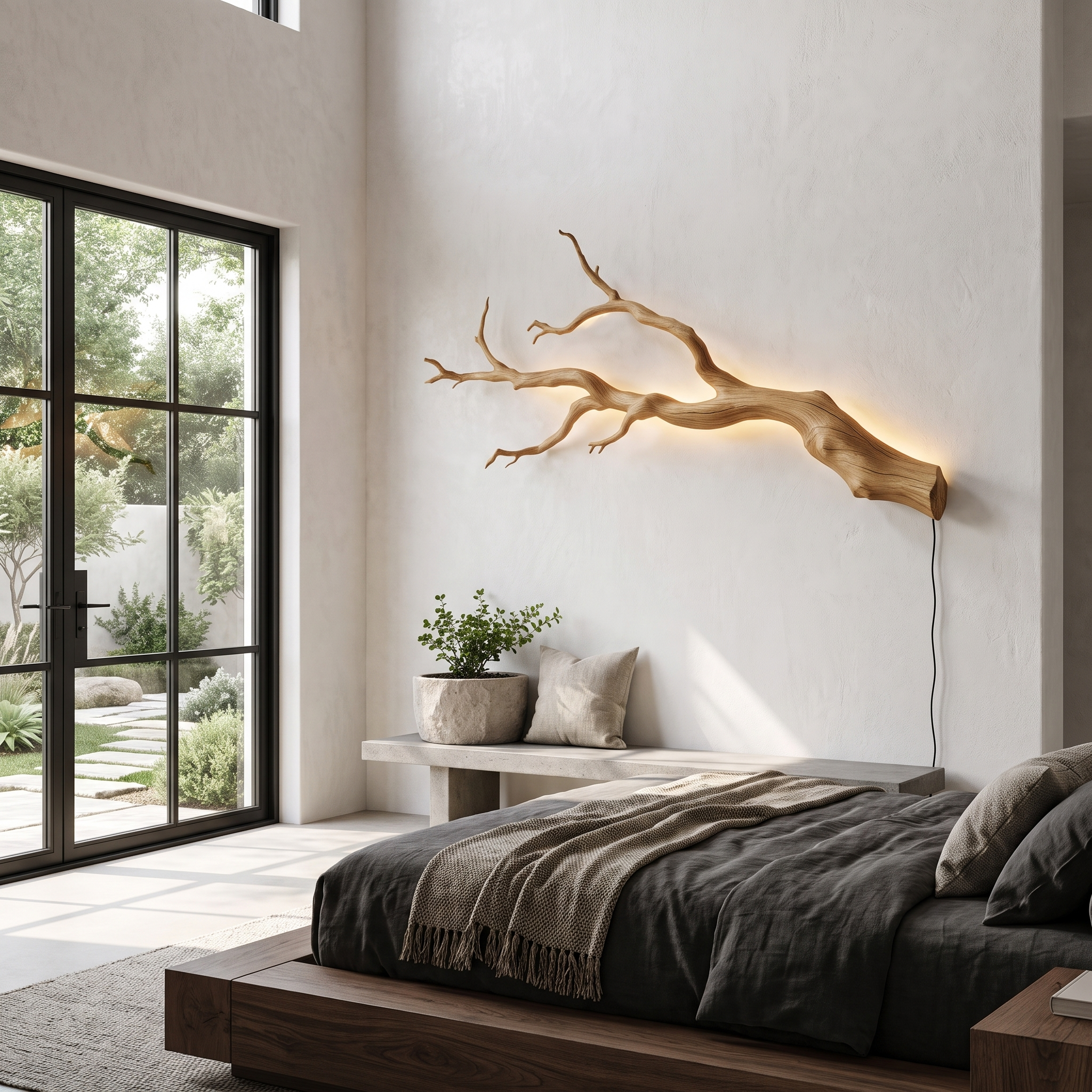 Organic Wall Lamp With Sculptural Tree Branch Design For Living Room