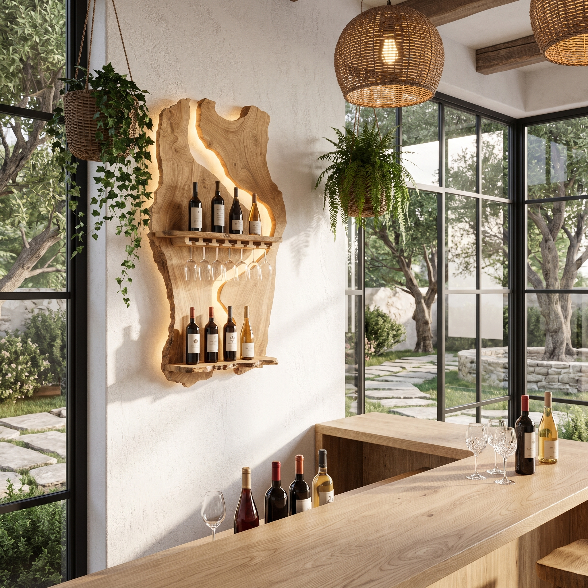 Sculptural Wall Mounted Wine Holder For Dining Room And Home Bar