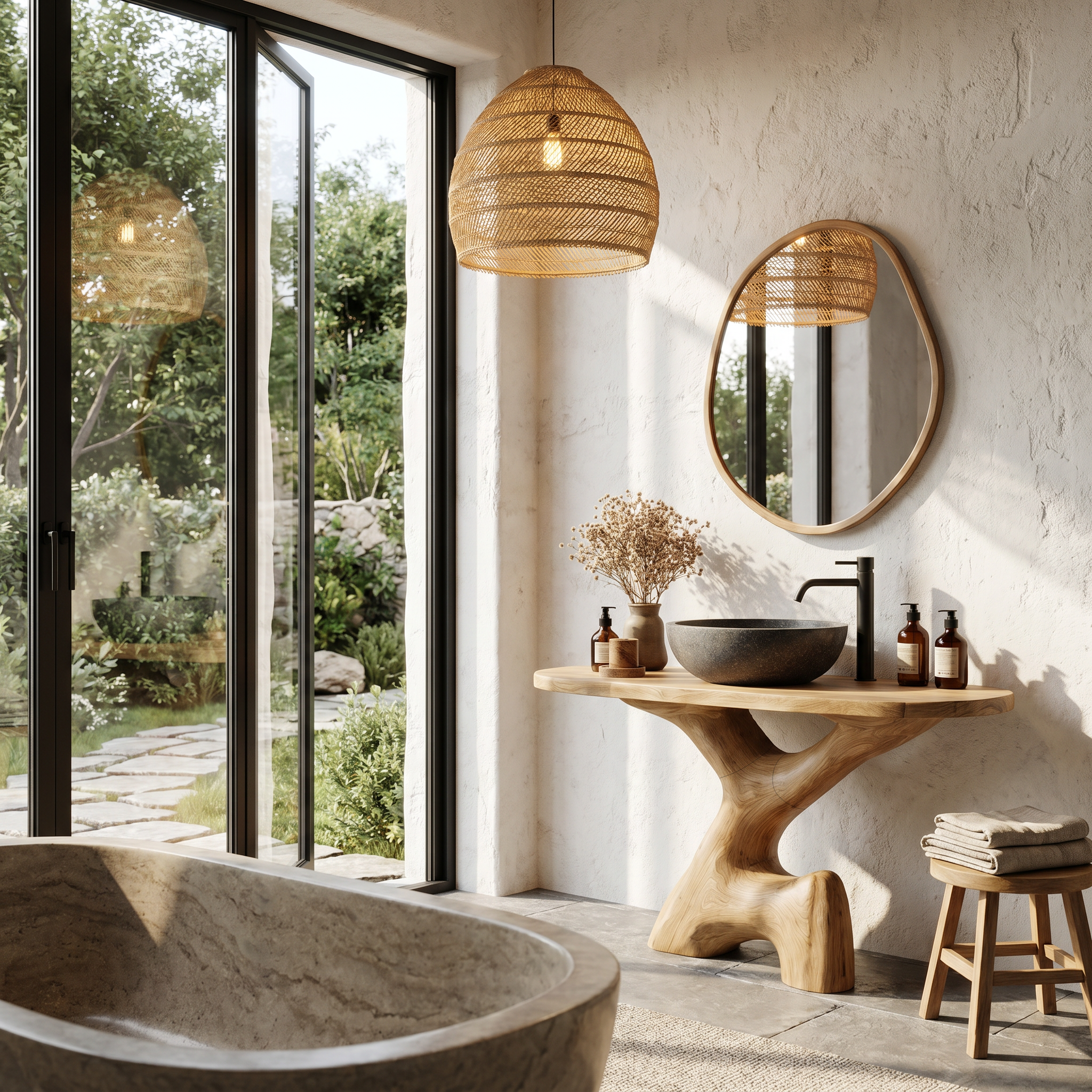 Contemporary Sculptural Bathroom Vanity Freestanding Sink Console