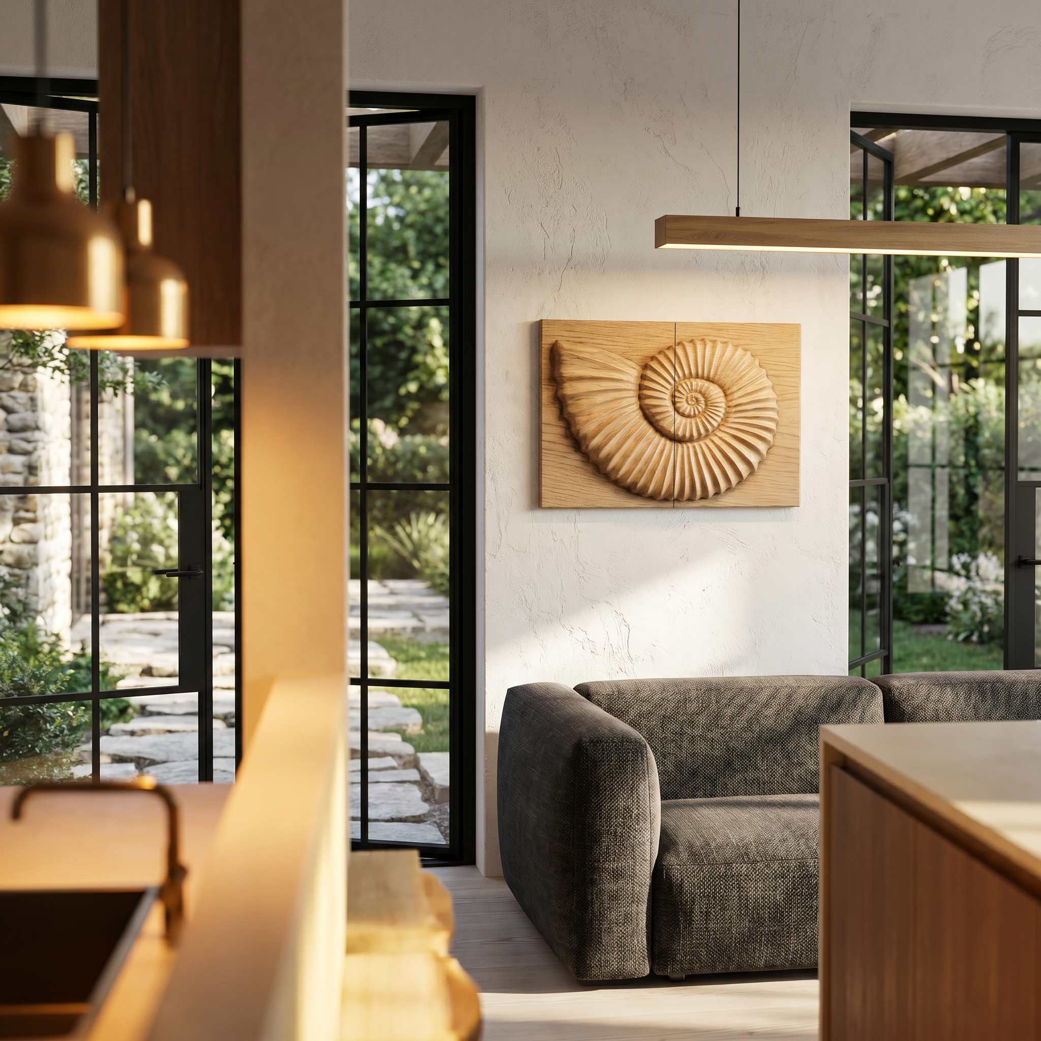 Modern Ammonite Fossil Decorative Wall Panel For Living Room