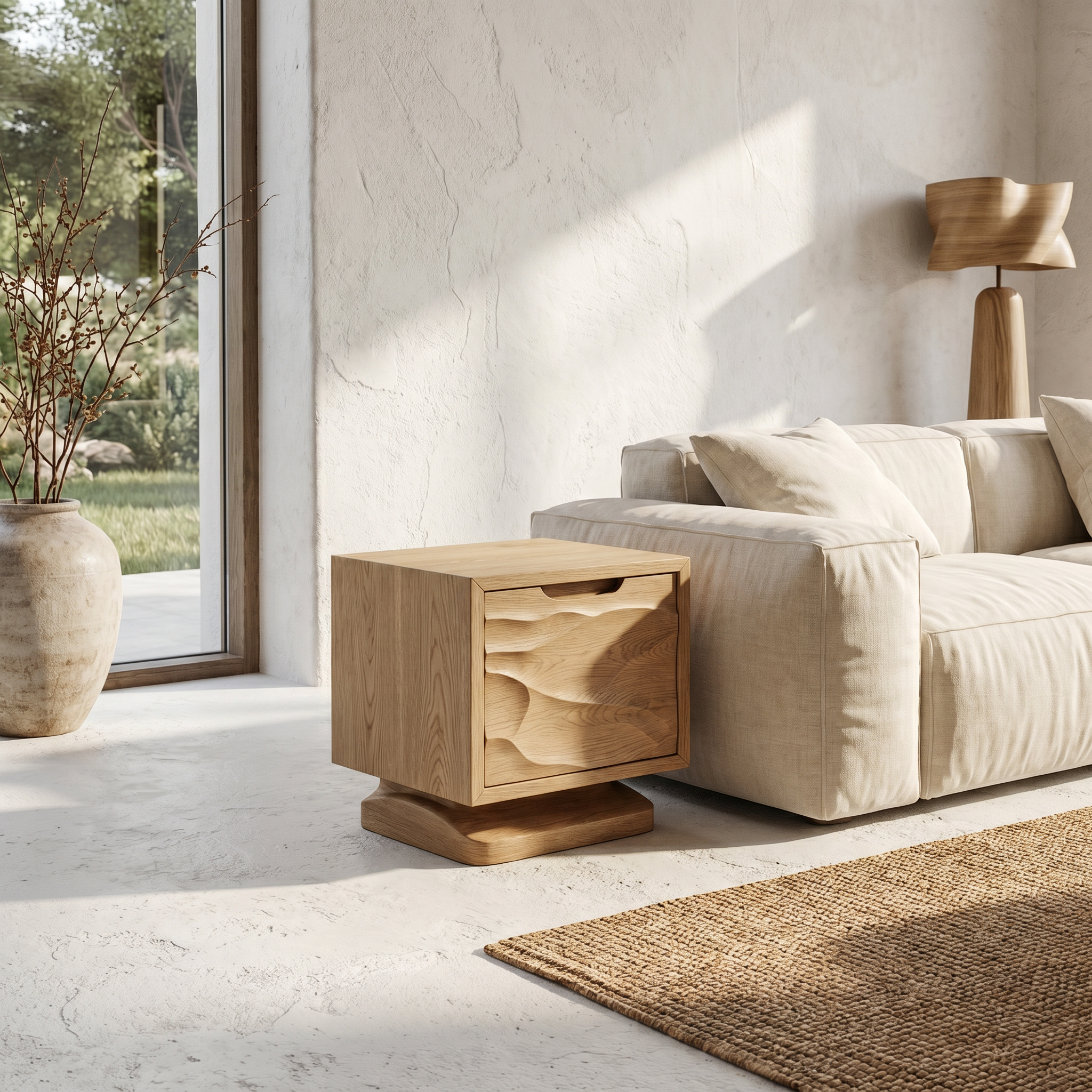 Rustic Beside Table With Open Shelf Storage And Solid Wood Design For Living Room And Bedroom