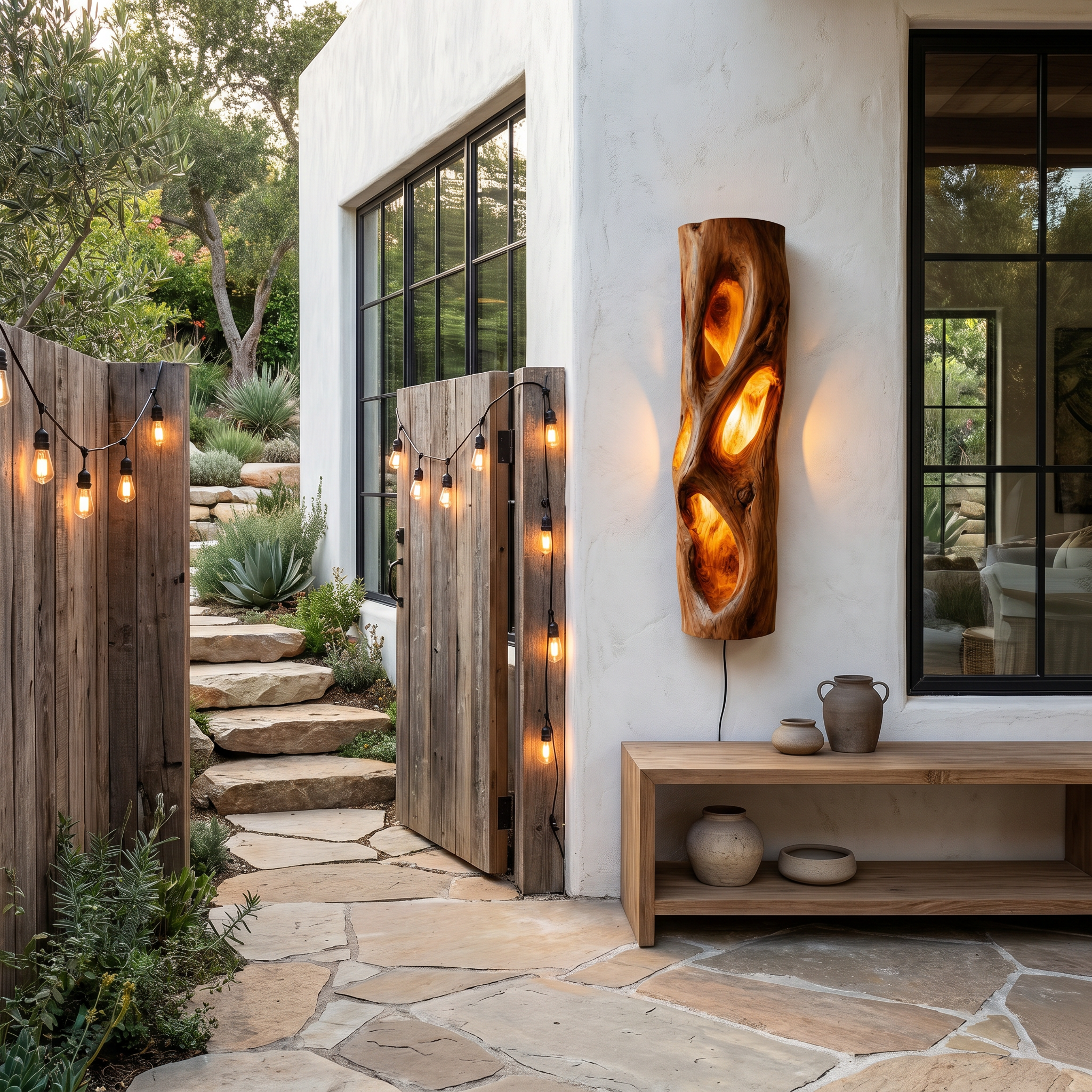 Sculptural Natural Wood Wall Sconce For Bedroom And Living Room