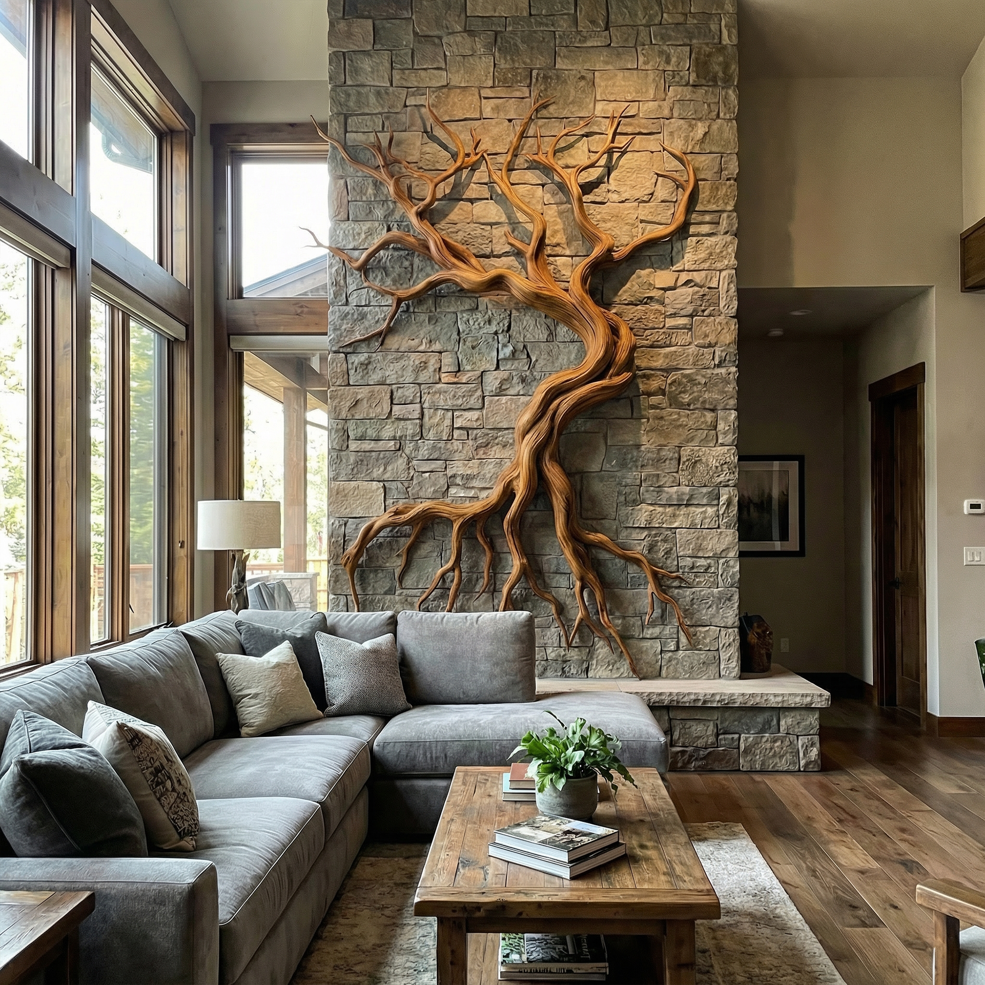 Modern Tree Branch Sculpture Wall Decor Living Room