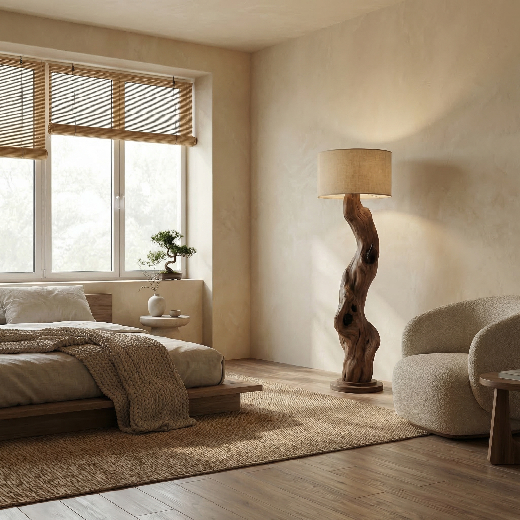 Modern Wooden Standing Floor Lamp For Bedroom And Living Room