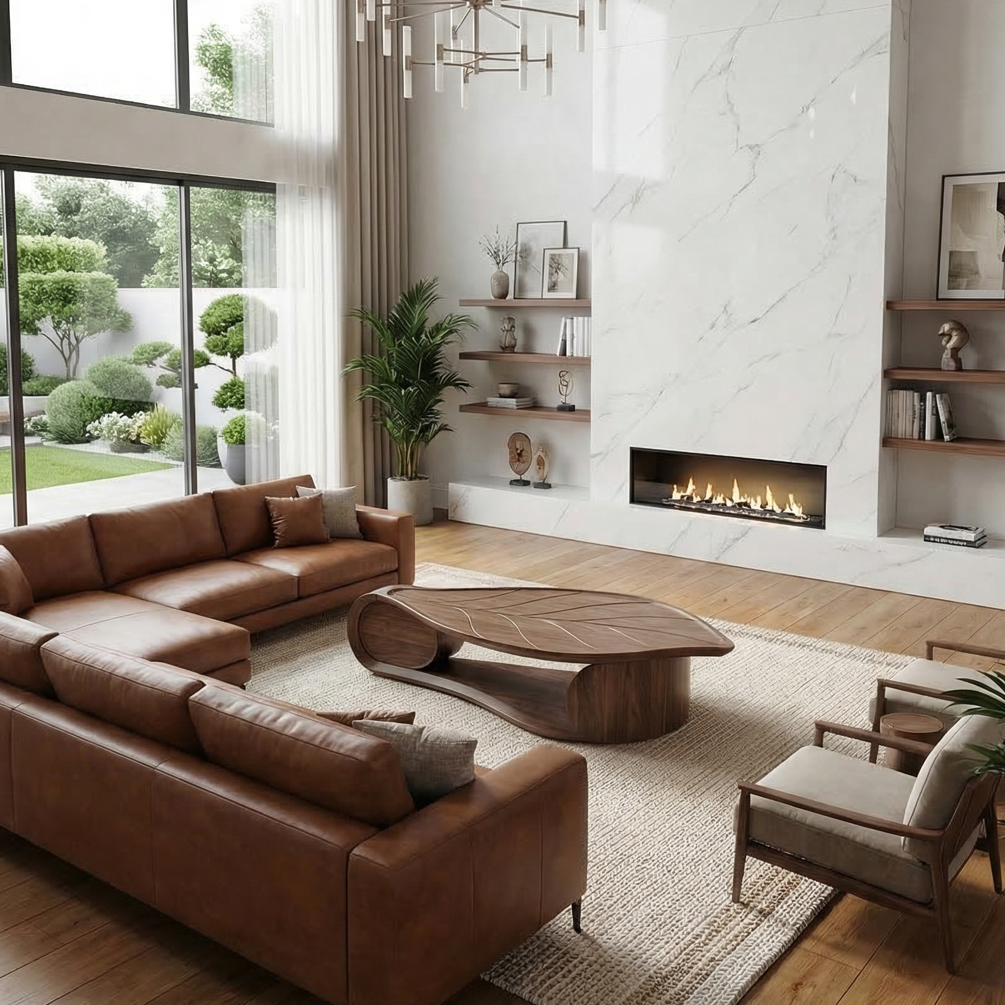 Organic Sculptural Coffee Table Solid Wood Living Room