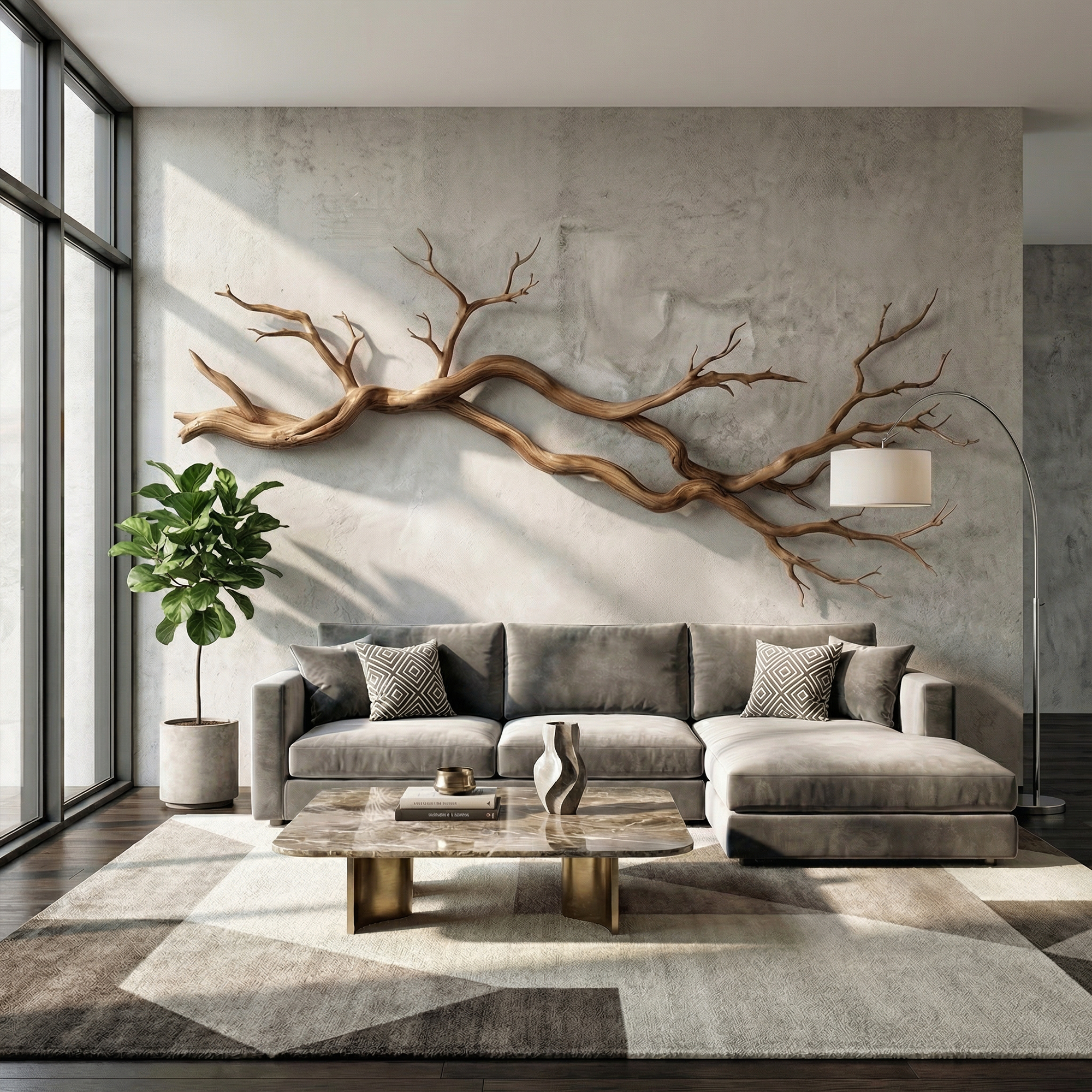 Wabi Sabi Horizontal Branch Wall Sculpture Living Room