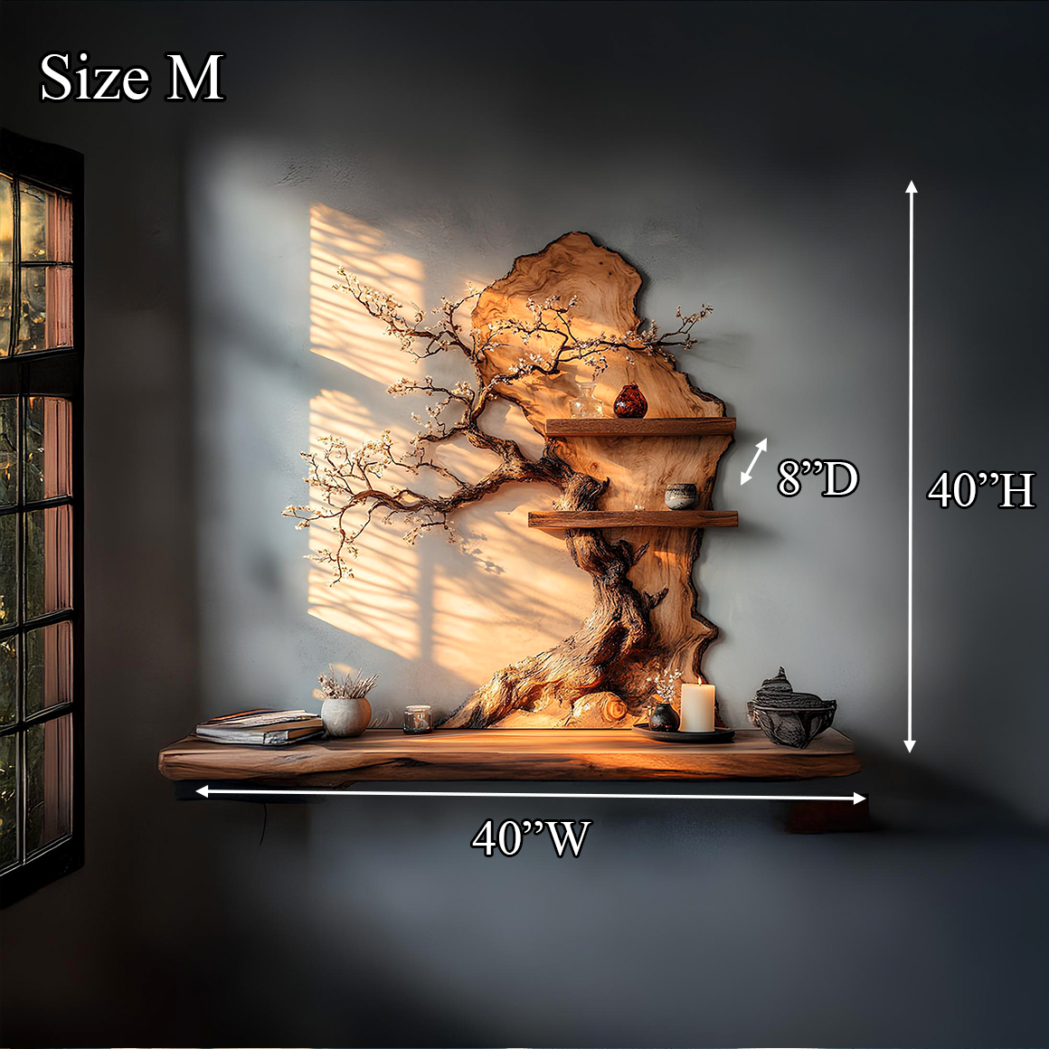 Custom Tree Bookshelf Solid Wood Decor Office Gift