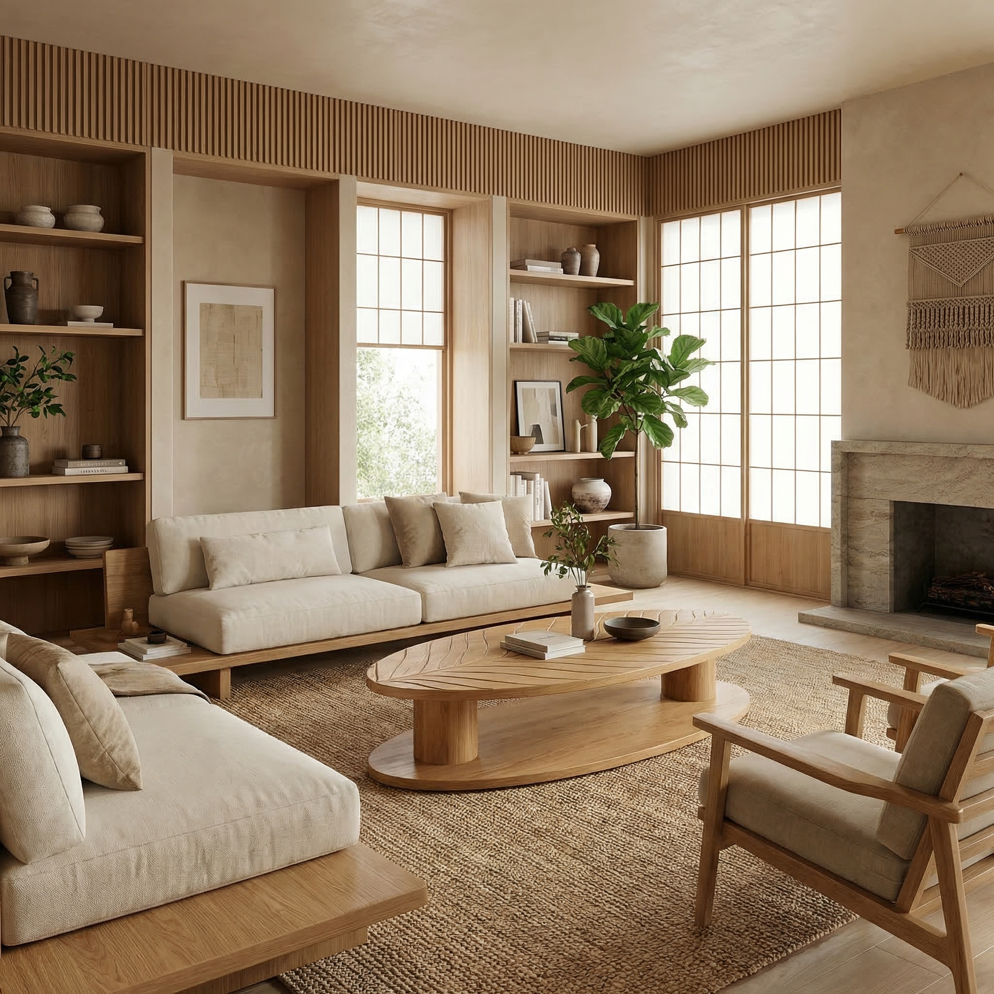 Scandinavian Minimalist Solid Wood Coffee Table For Living Room