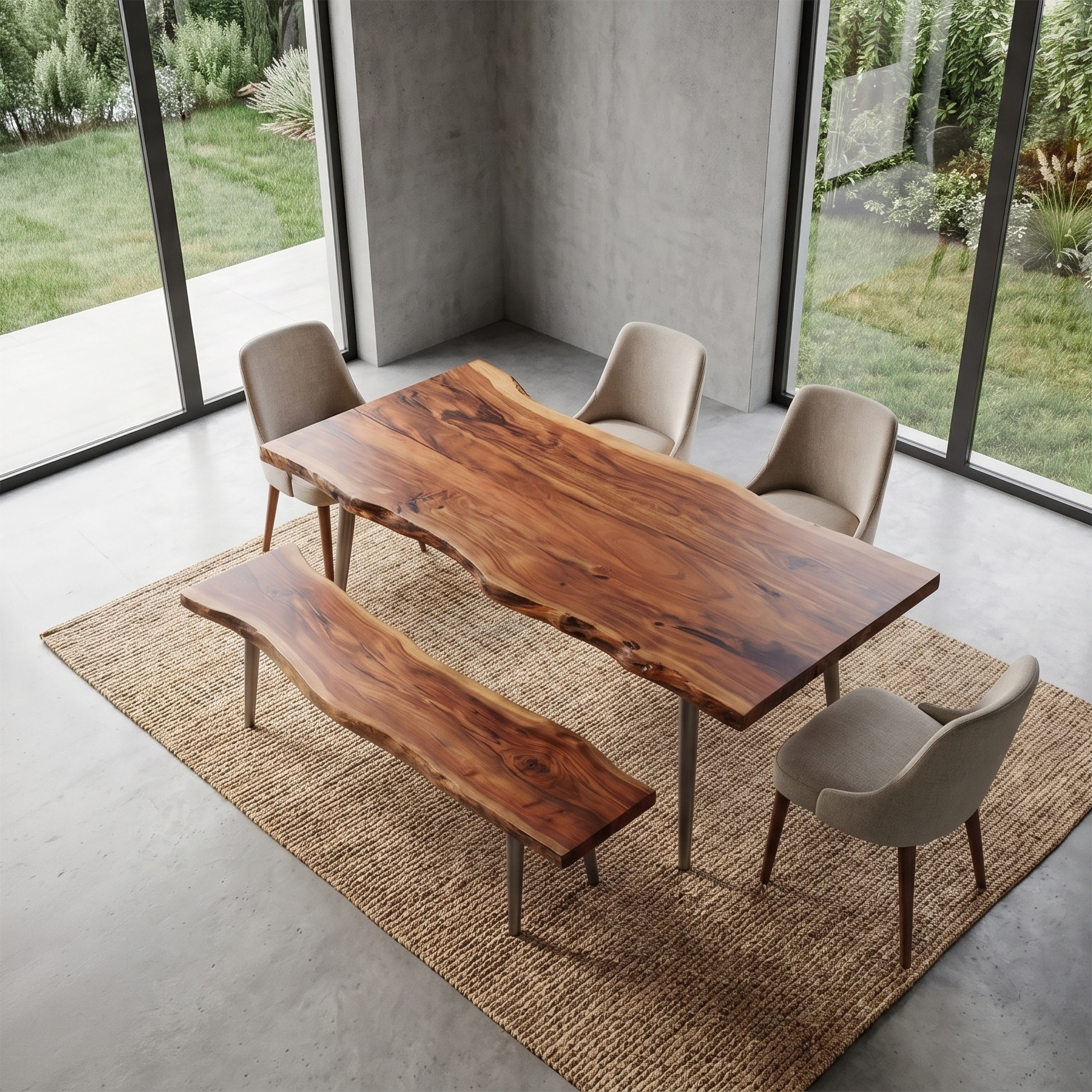 Rustic Dining Table With Trestle Wood Base For Dining Room