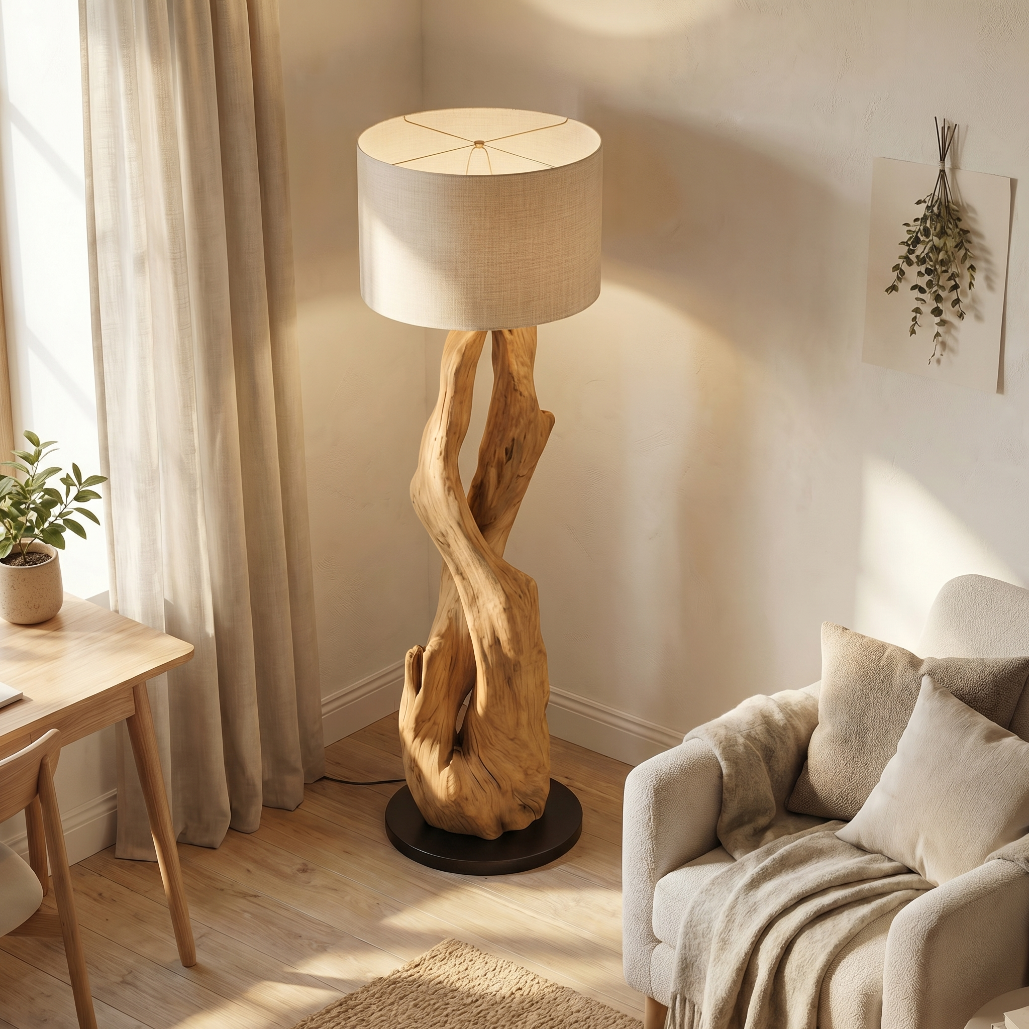 Luxury Organic Modern Sculptural Floor Lamp For Bedroom And Corner