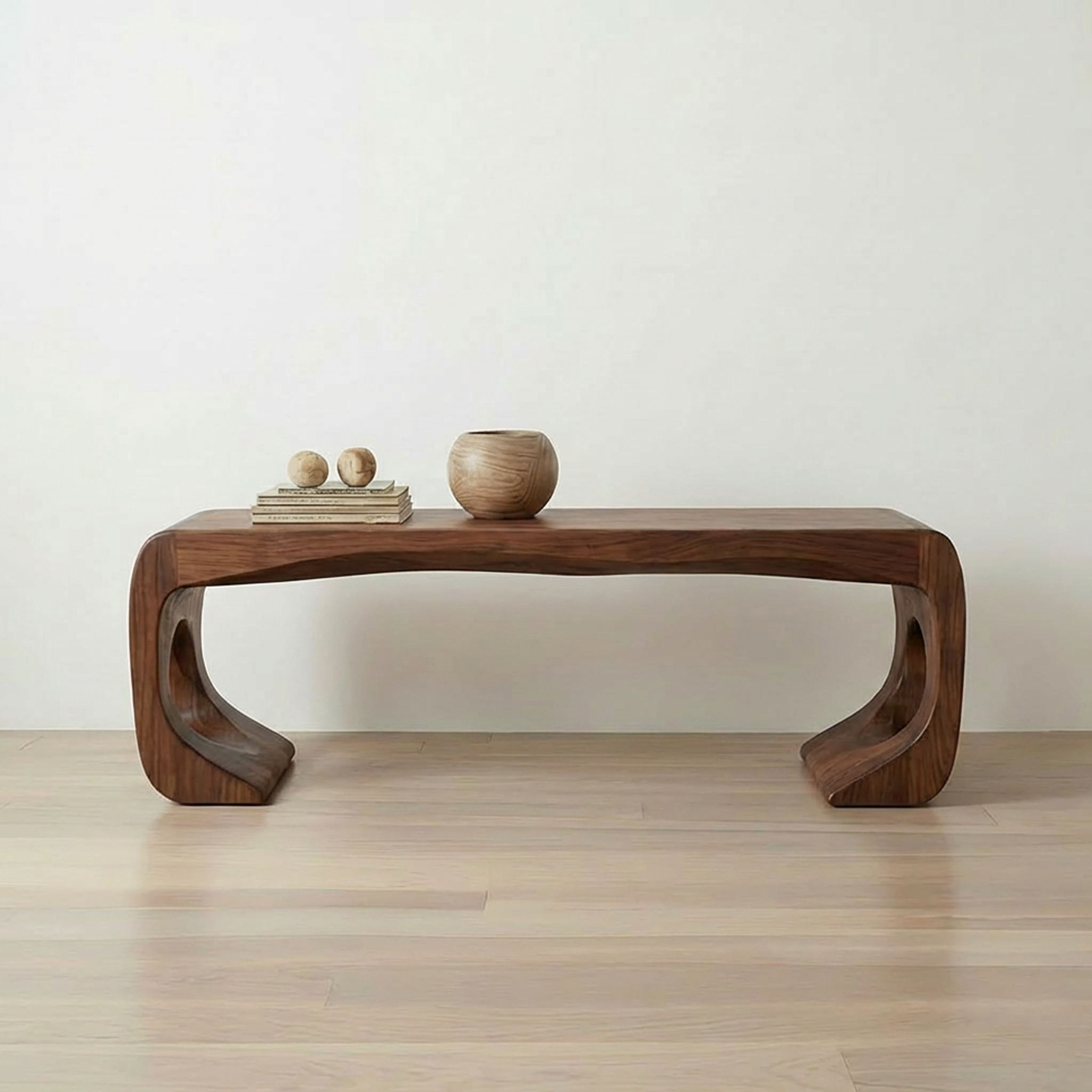 Rustic Modern Sculptural Bench For Entryway And Gallery Space