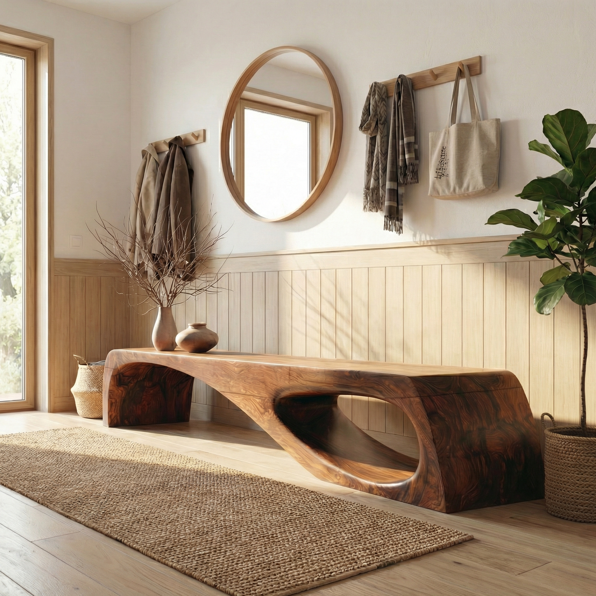 Modern Organic Garden Bench For Patio And Backyard Space