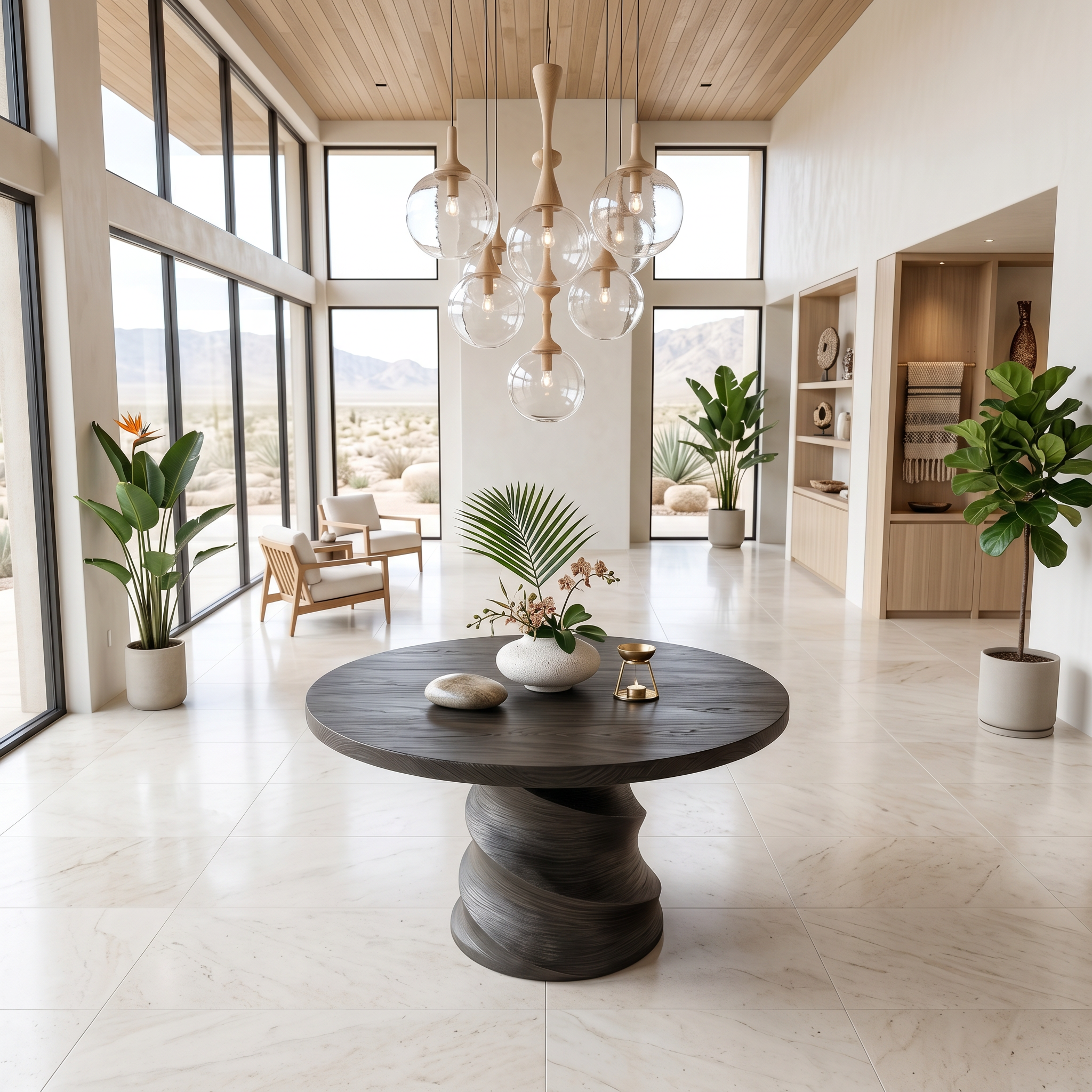 Organic Foyer Table With Sculptural Spiral Design For Foyer And Entryway