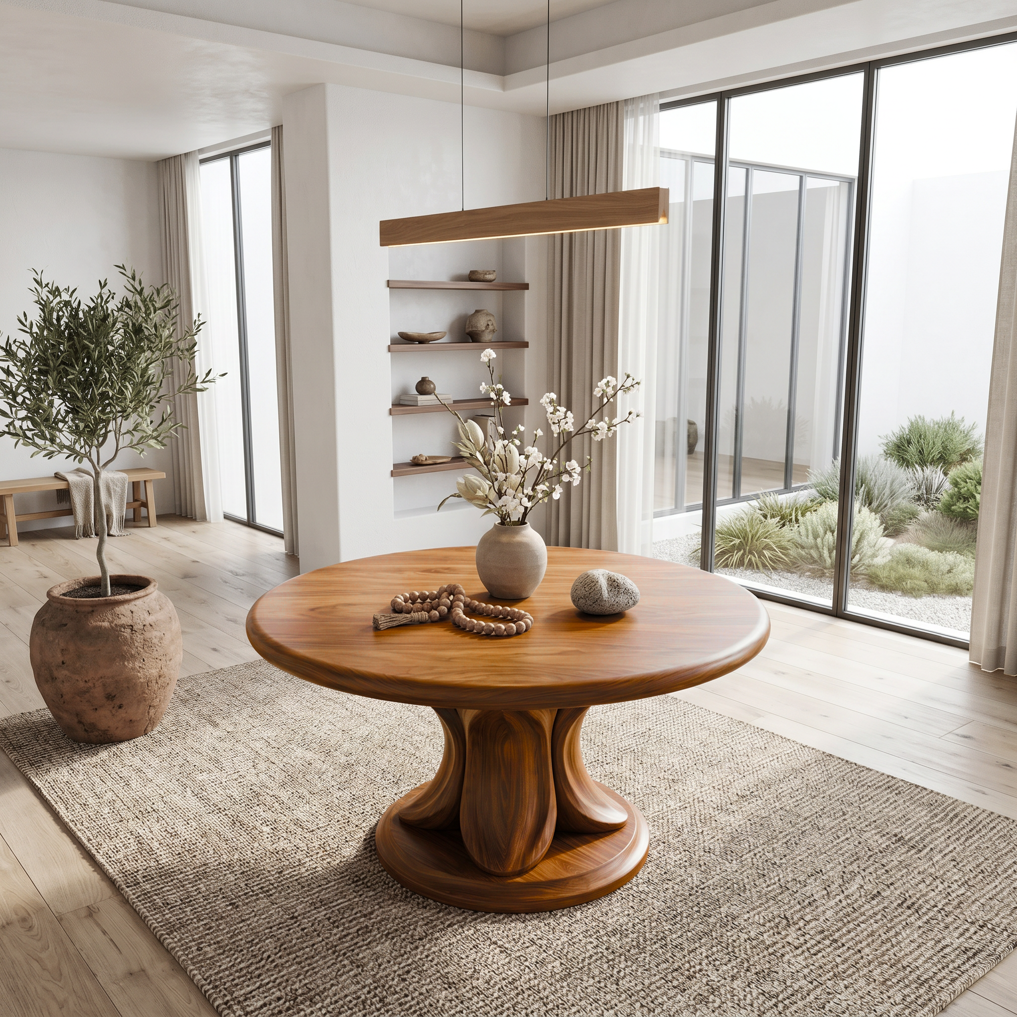 Modern Round Console Table With Twisted Architectural Form For Entryway And Living Room