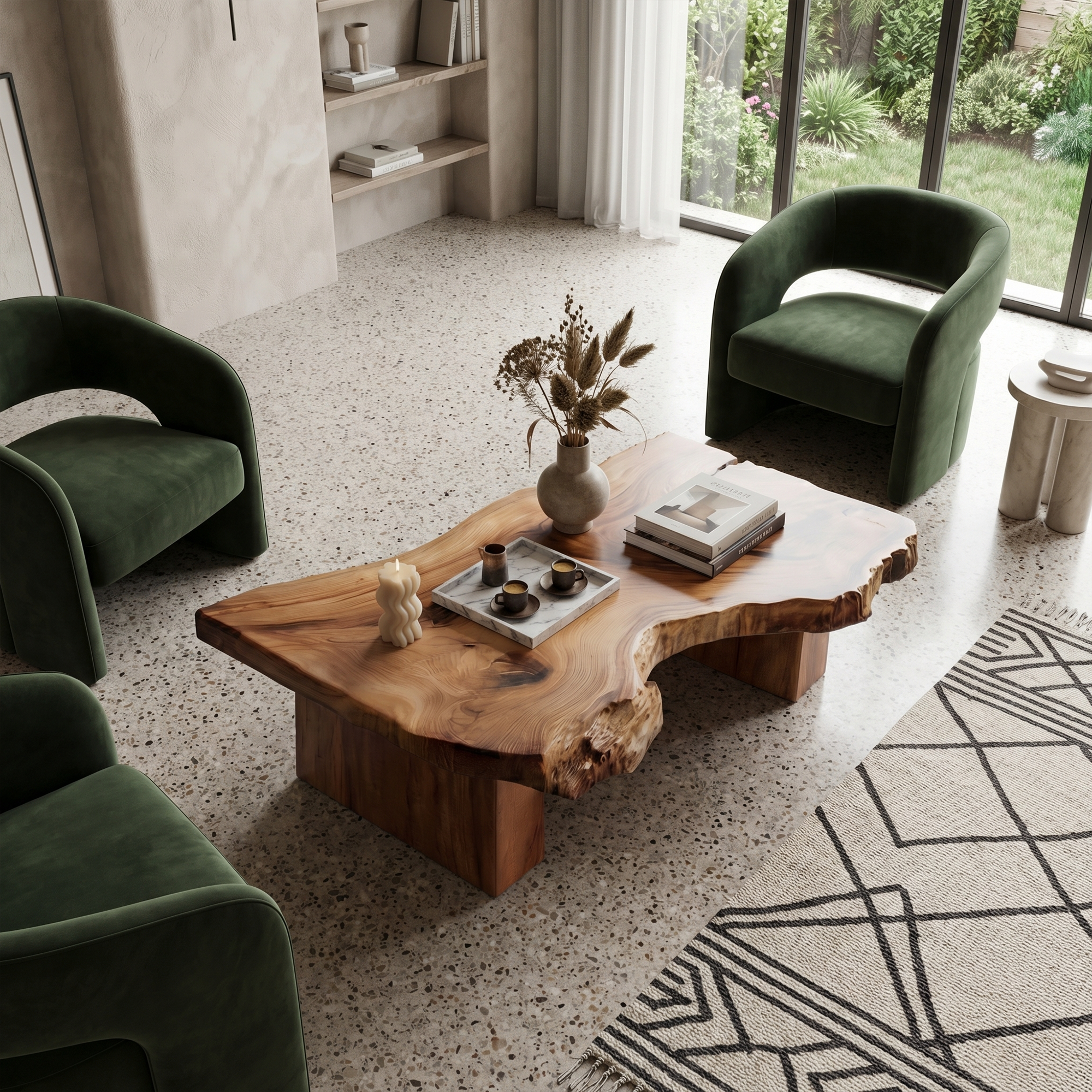 Rustic Sculptural Coffee Table Modern Living Room Display