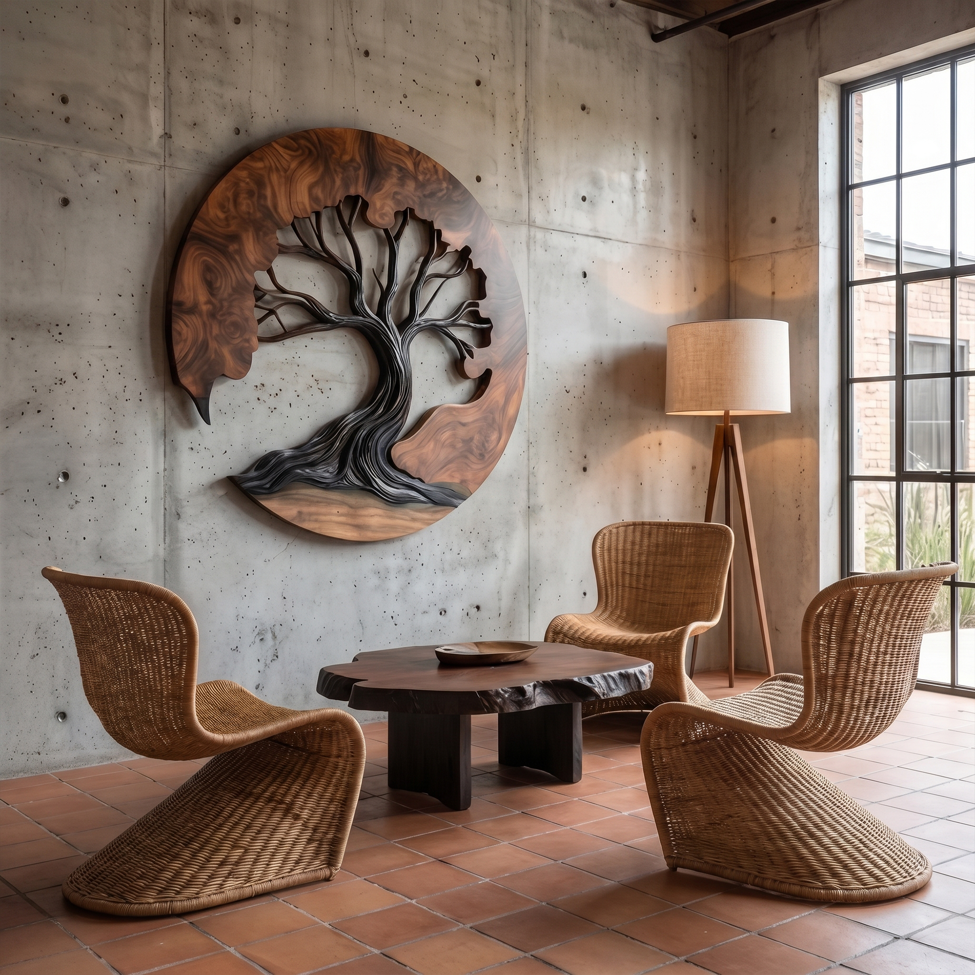 Sculptural Wooden Tree Wall Decor For Living Room
