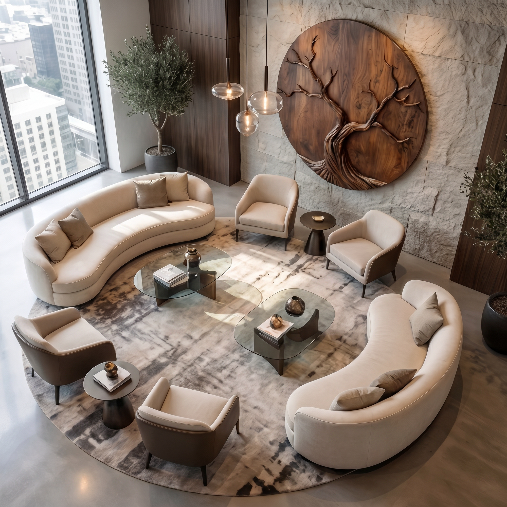 Round Tree Wall Decor For Living Room Sculptural Wood Artwork