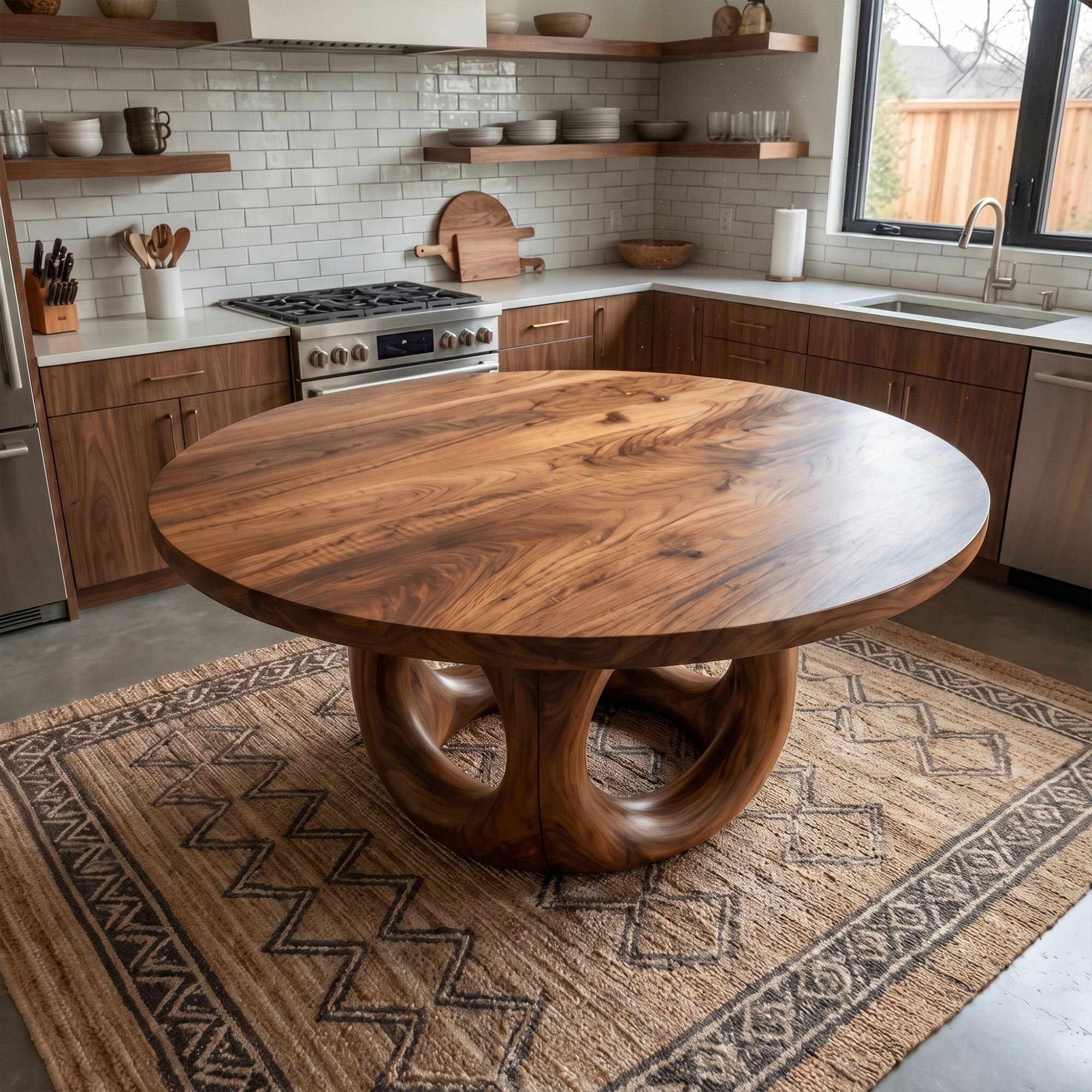 Handcrafted Round Dining Table Nature Inspired Design For Dining Room