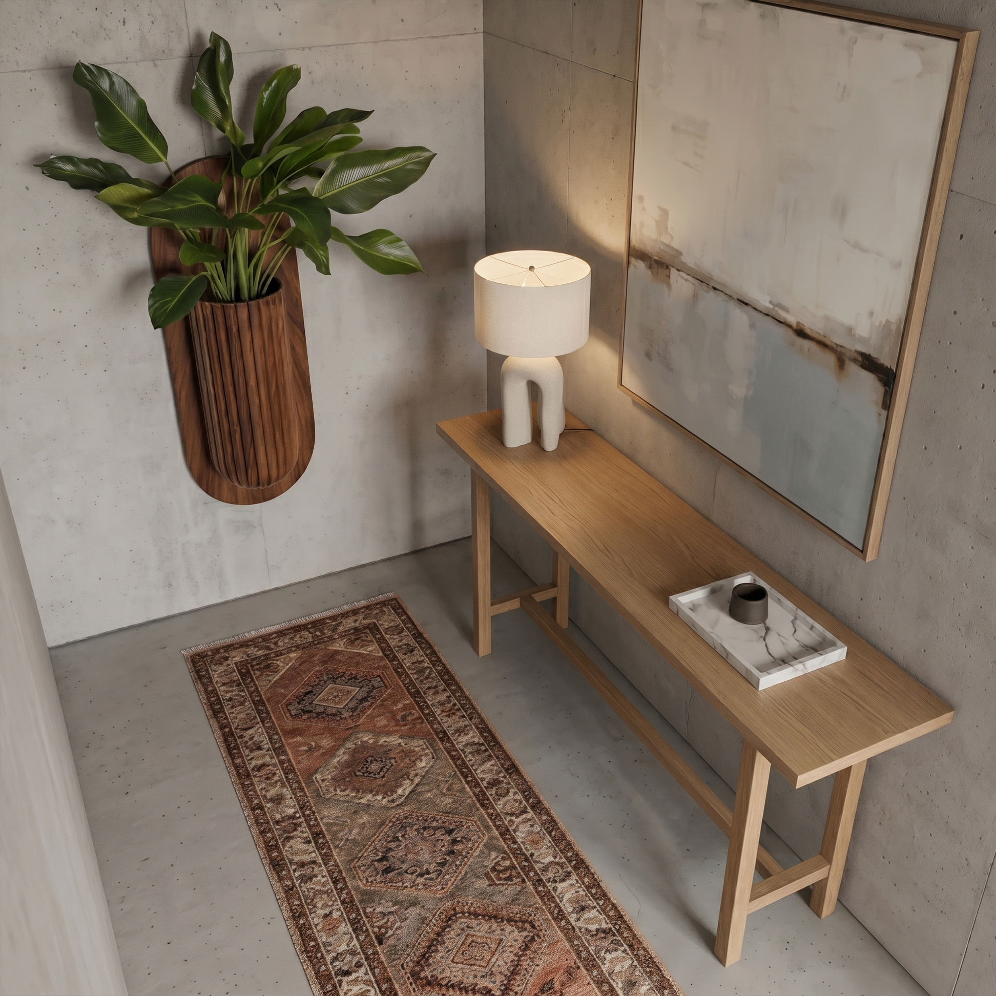 Minimalist Wood Wall Planter With Solid Wood Display Vessel For Plants