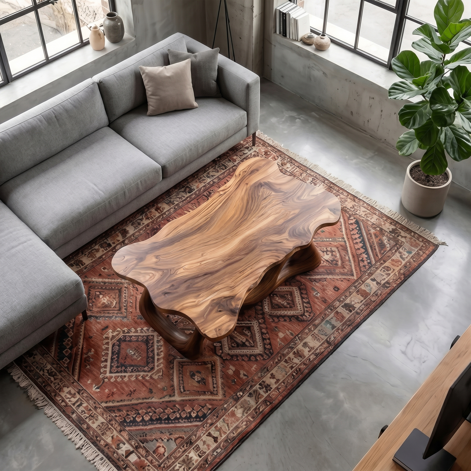 Nature Inspired Coffee Table Sculptural Ring Base For Living Room