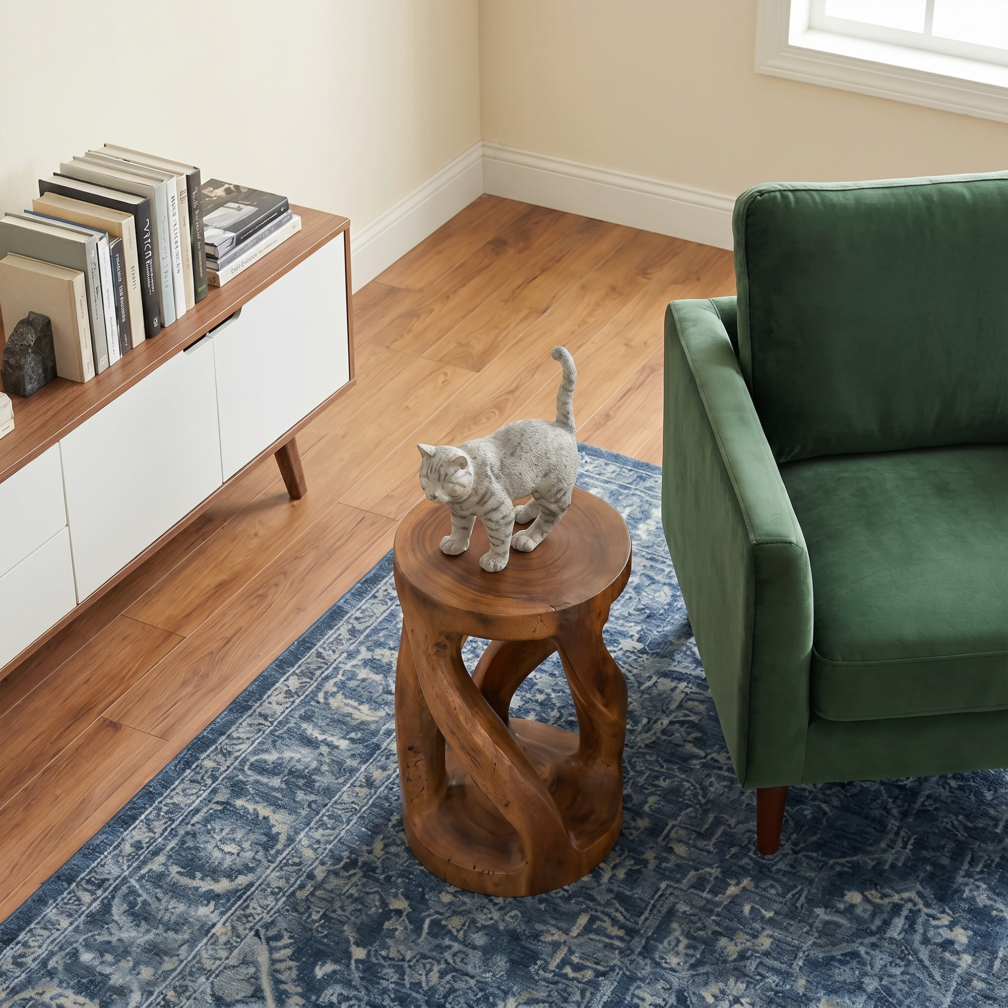 Handcrafted Side Table With Organic Twisted Design For Reading Nook