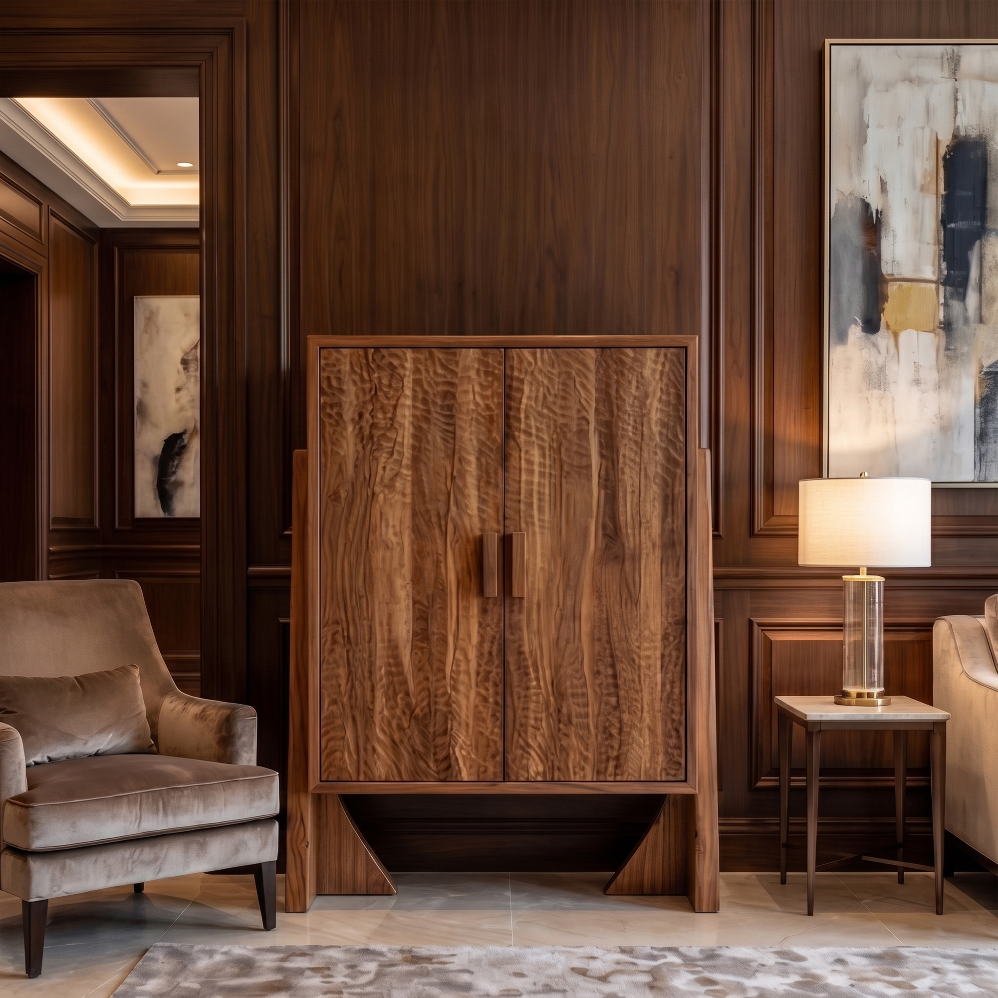 Rustic Storage Cabinet Sculptural Wood Design For Entryway