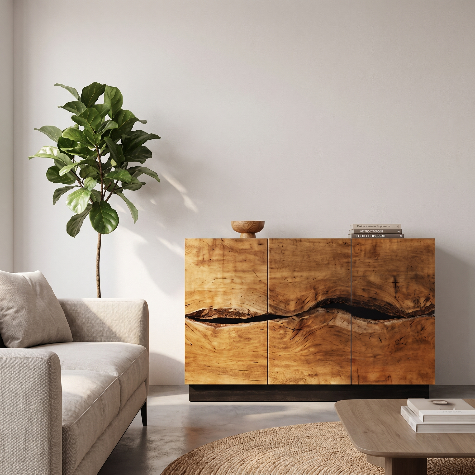 Modern Storage Cabinet With Artistic Carved Wood Doors For Entryway