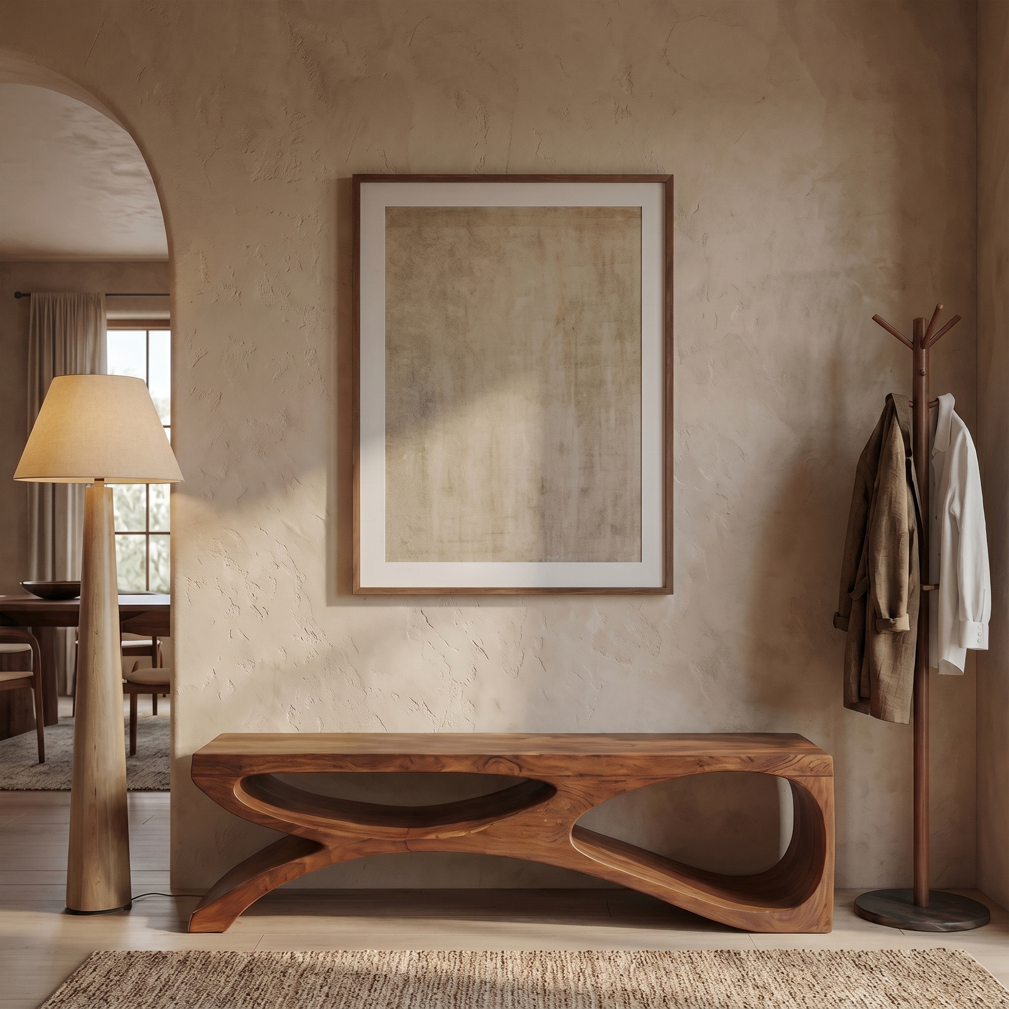 Contemporary Bench With Sculptural Open Base For Living Room