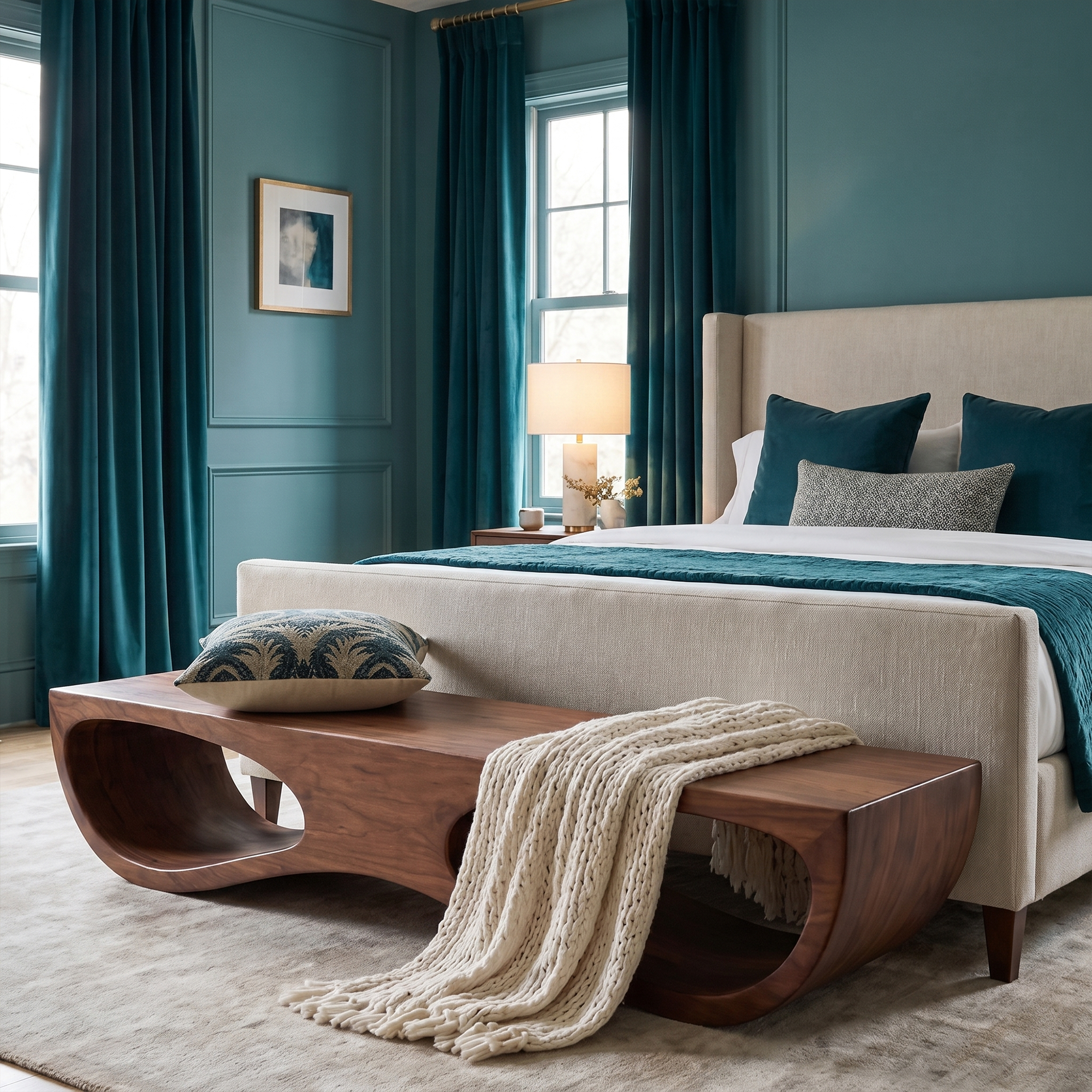 Sculptural Organic Wooden Bench For Entryway Hallway And Living Room