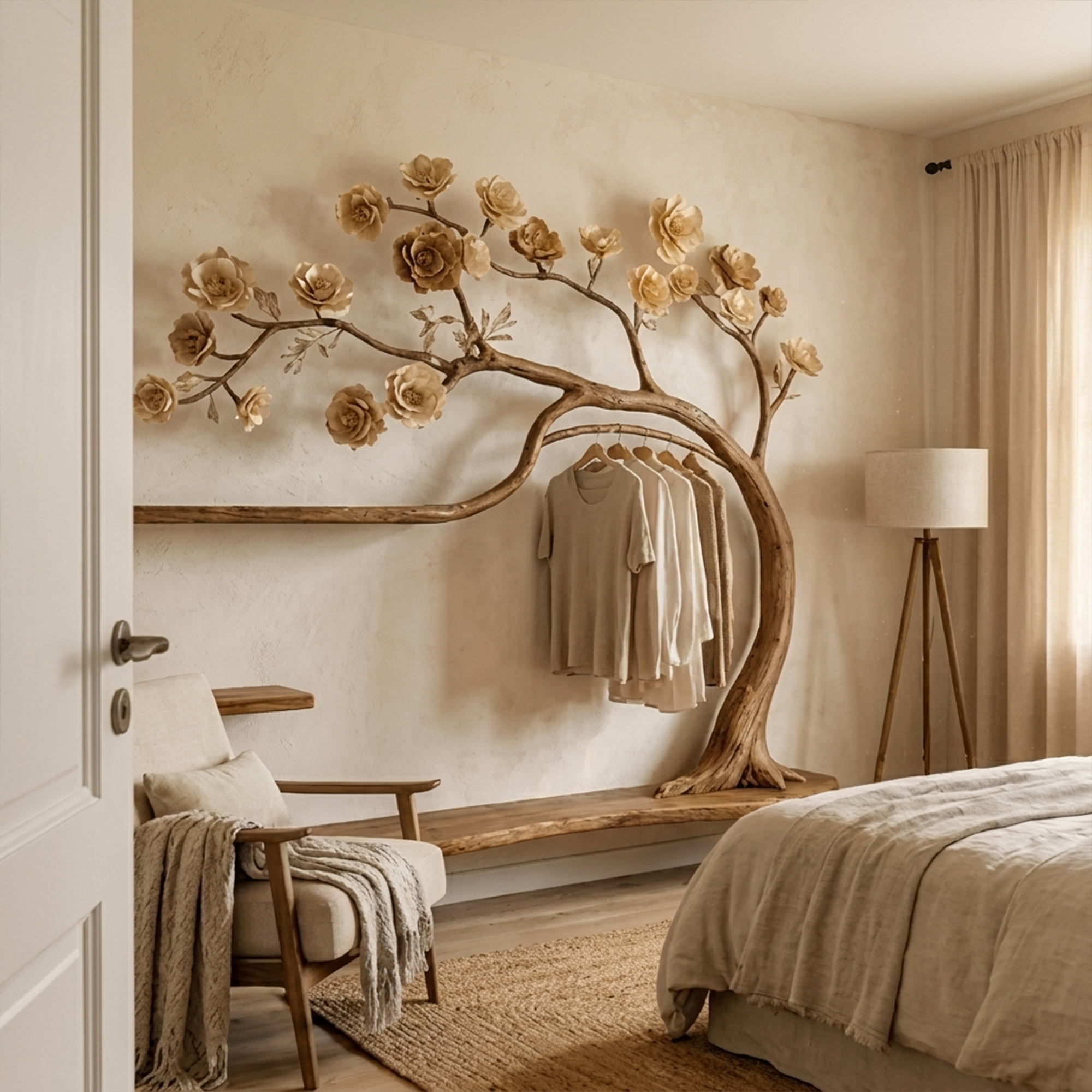 Rustic Tree Wardrobe Solid Wood Handcrafted Bedroom Storage