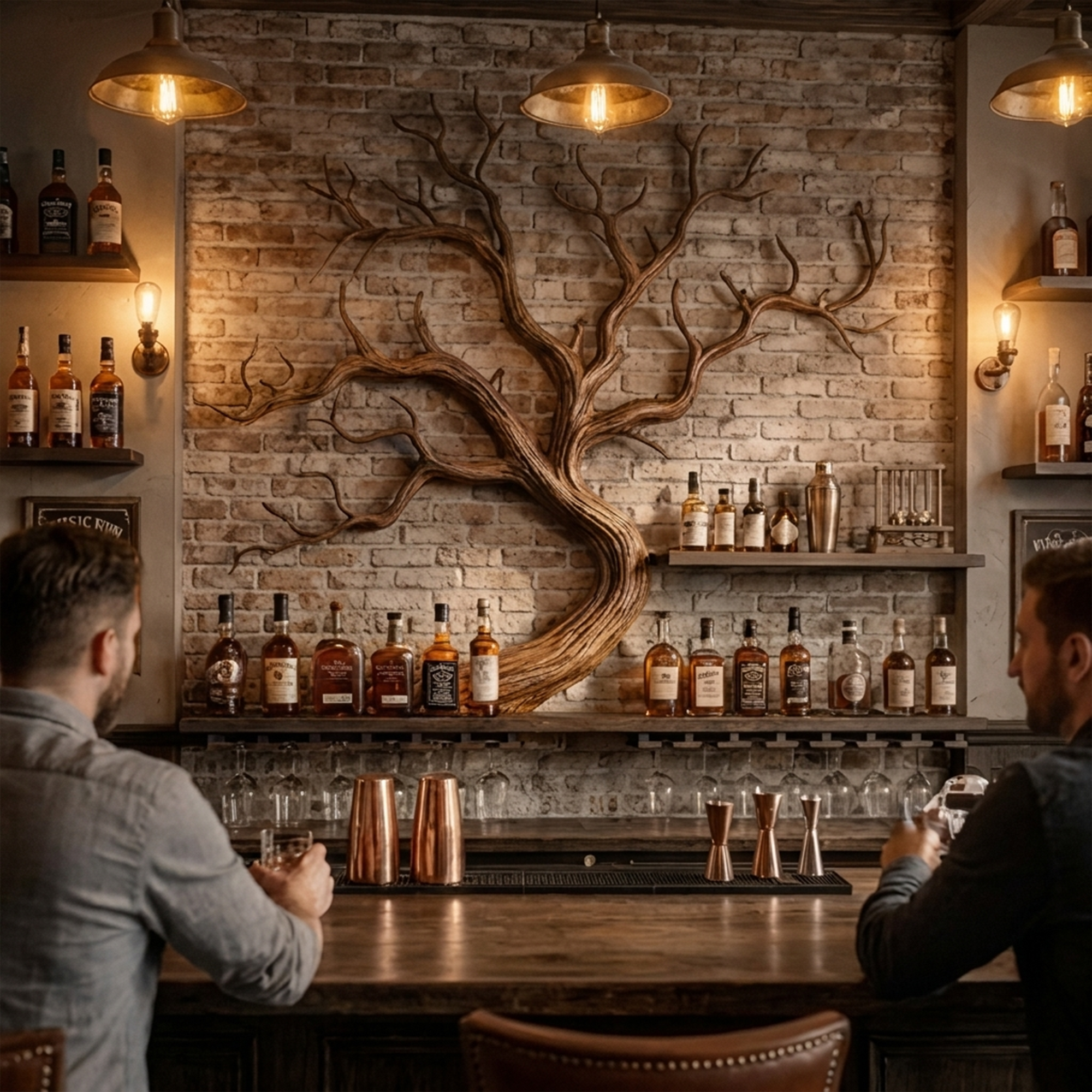 Artistic Tree Branch Wine Rack Wooden Wall Shelf For Kitchen Dining Room Bar