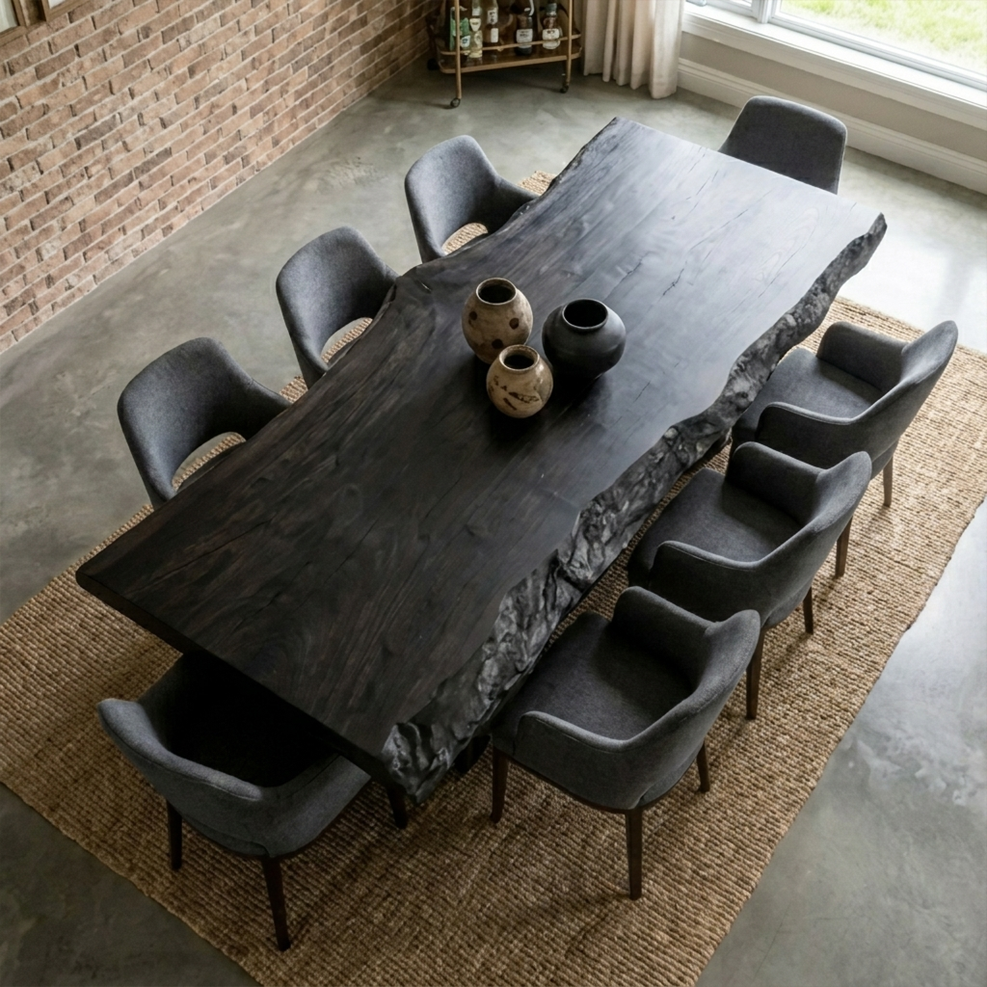 Mid Century Live Edge Table Dining Room