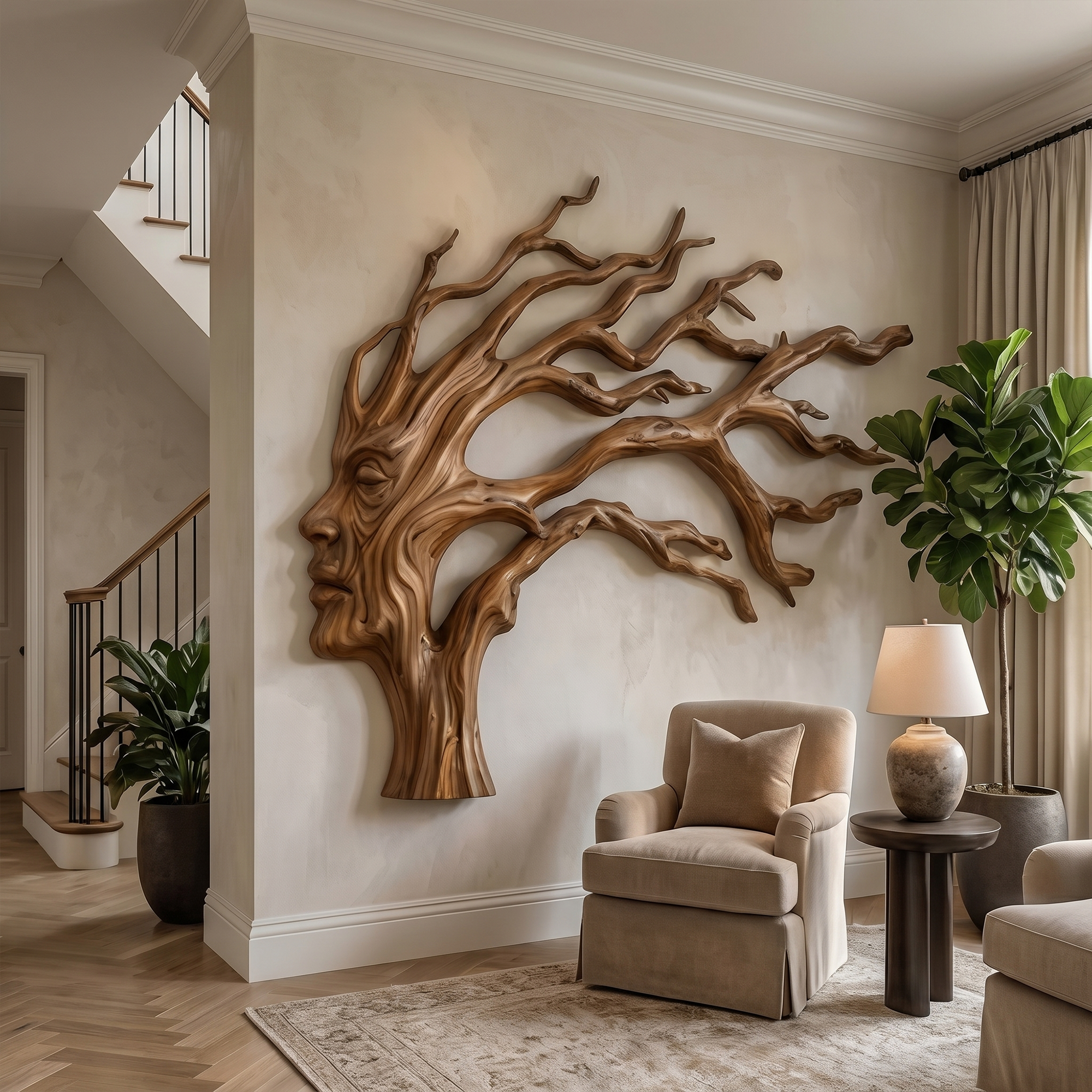 Organic Tree Wall Art With Sculptural Branch Design For Living Room And Entryway
