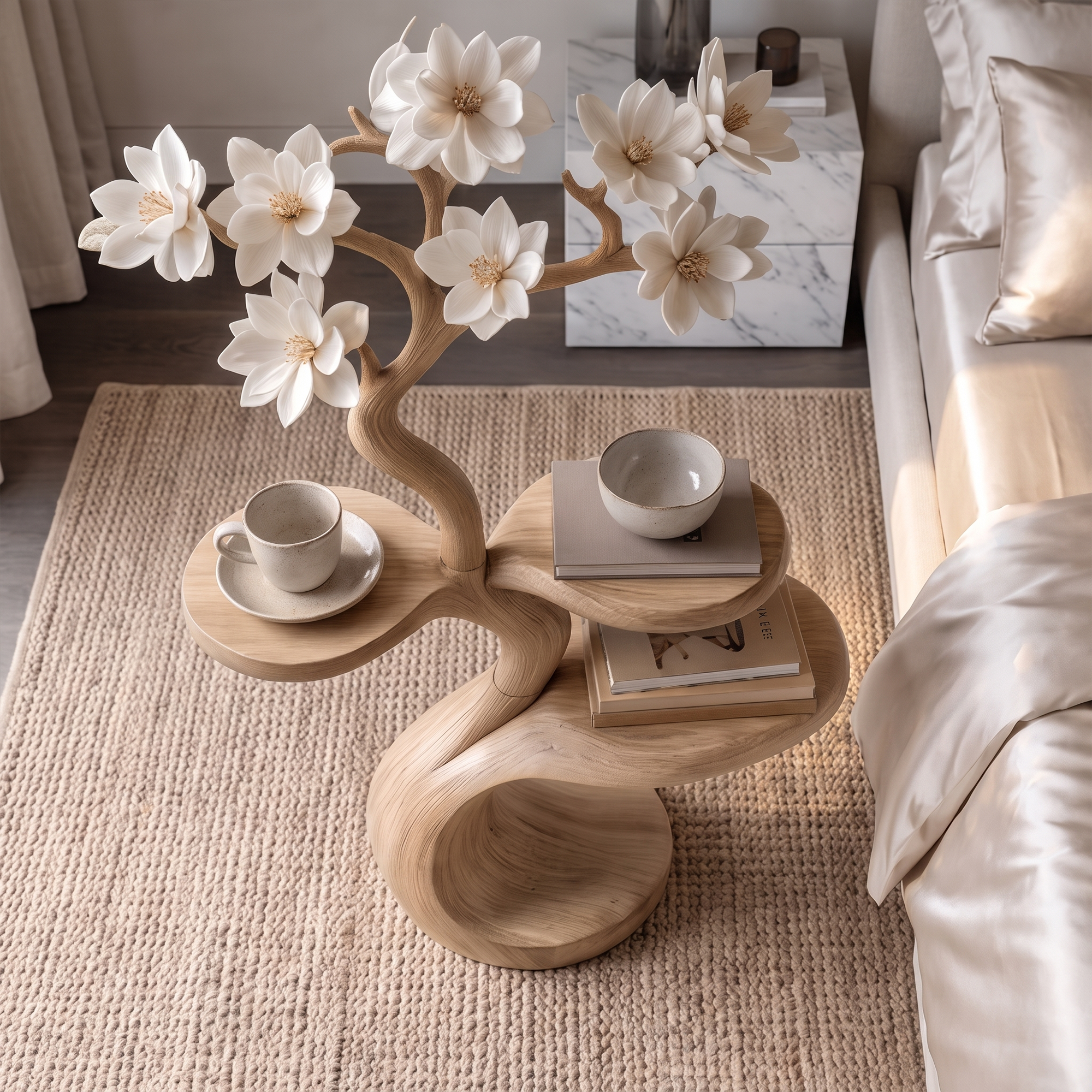 Rustic Tree Shape Nightstands Modern Bedroom