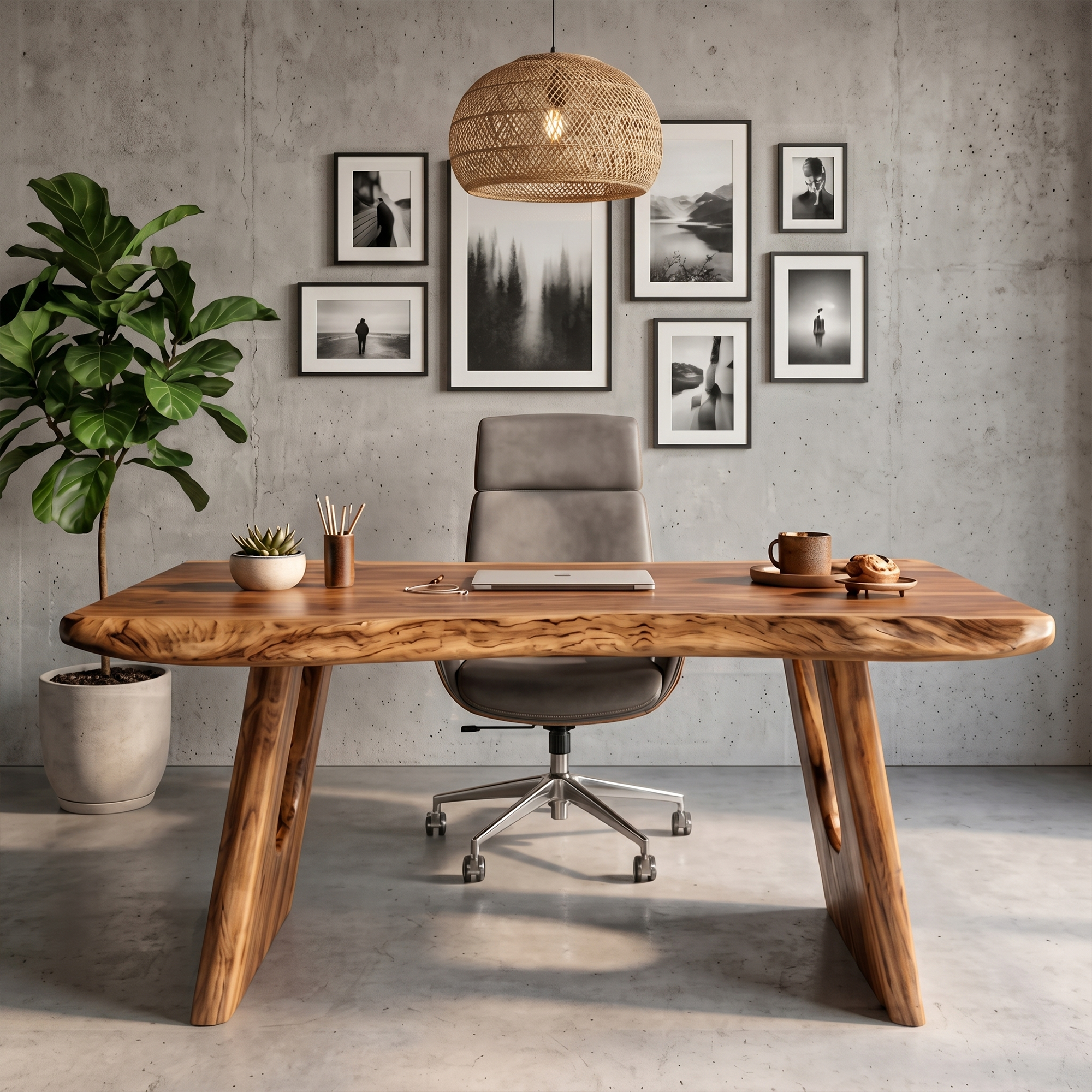 Rustic Wooden Desk For Home Office And Study Room Workspace