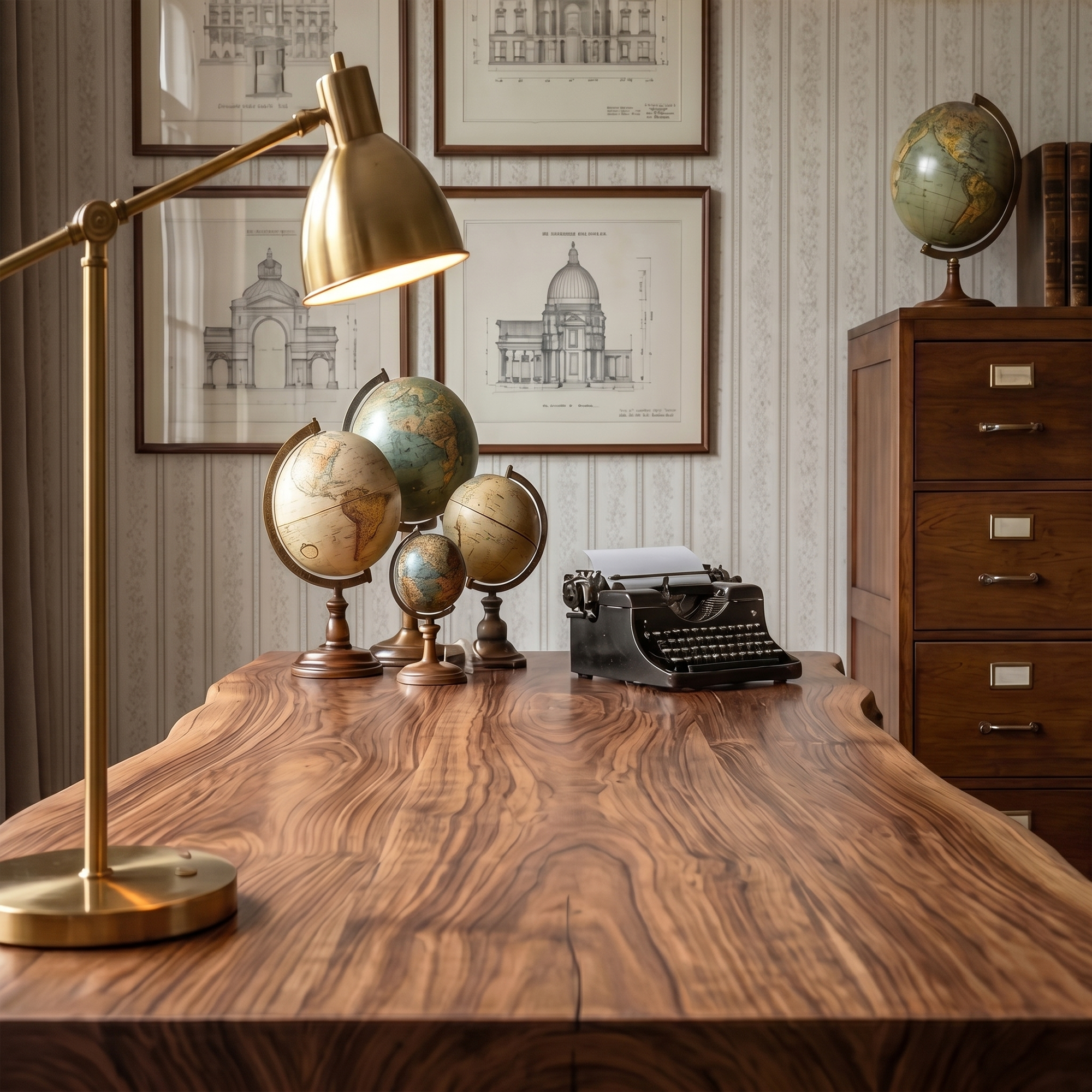 Organic Wooden Executive Desk For Home Office And Study Room