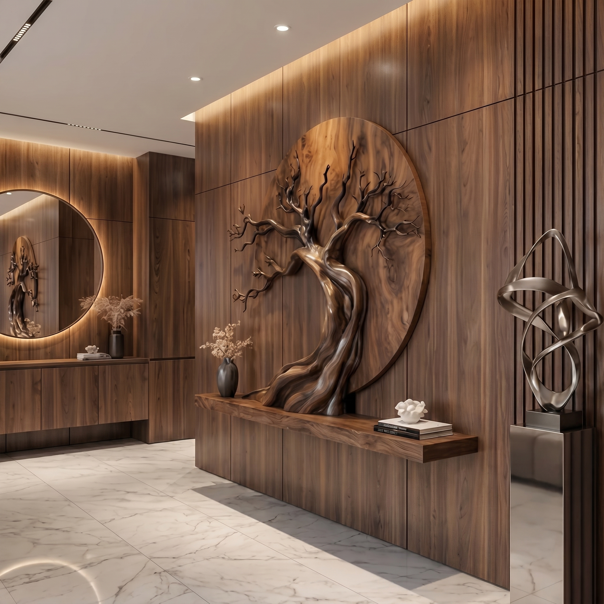 Handcrafted Tree Of Life Wall Sculpture With Natural Wood Design For Entryway