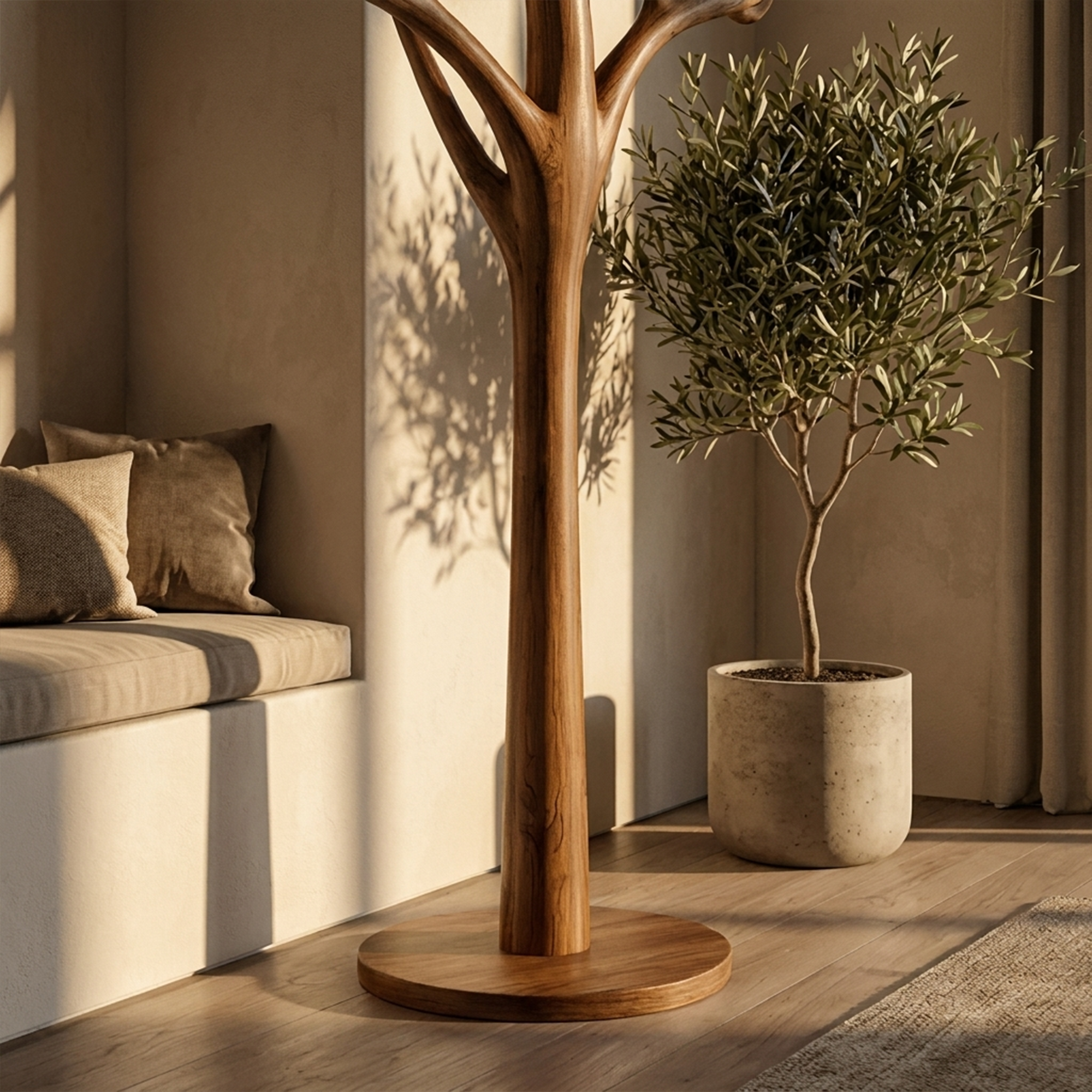 Rustic Tree Coat Stand Entryway Living Room Mudroom